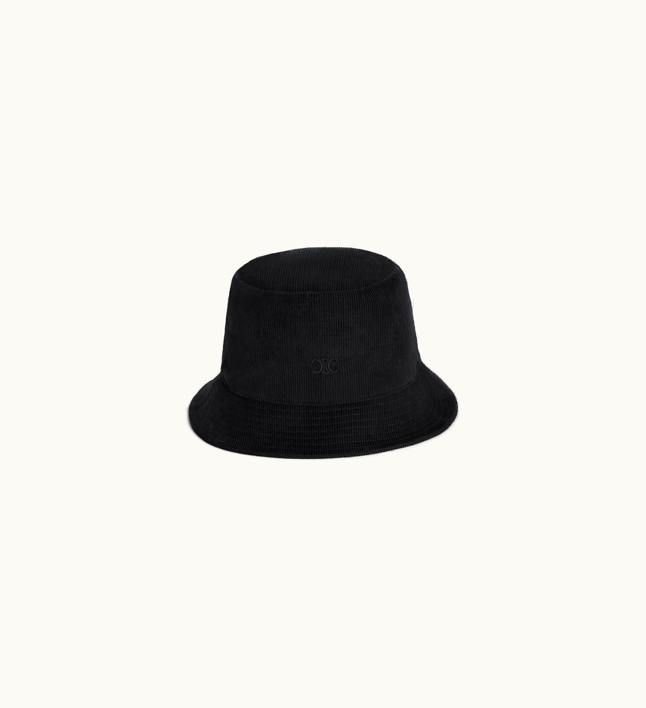 Celine Celine Mini Triomphe Bucket Hat In Corduroy - Black
