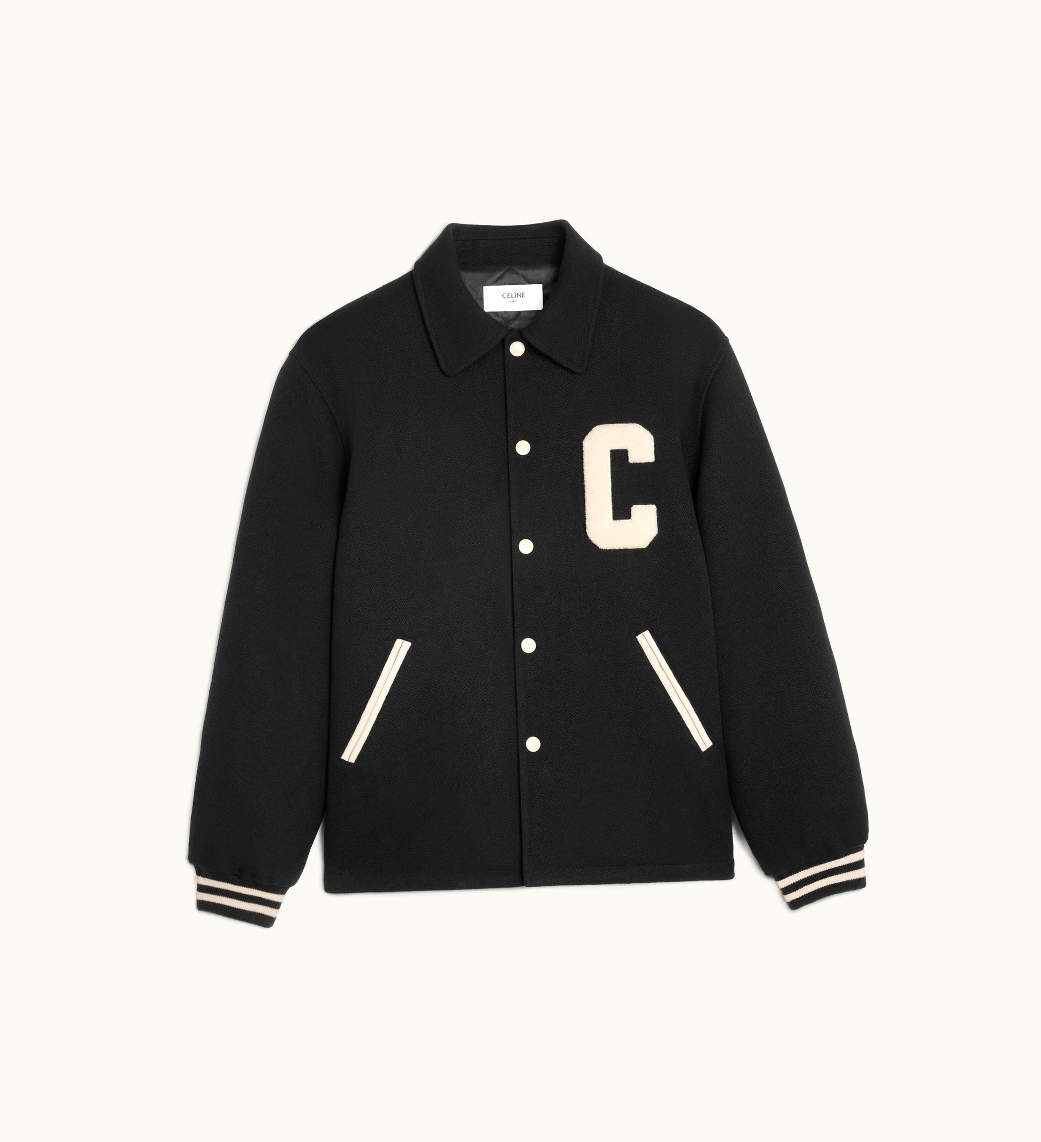 Celine Celine Baseball Teddy Jacket In Textured Wool - Black