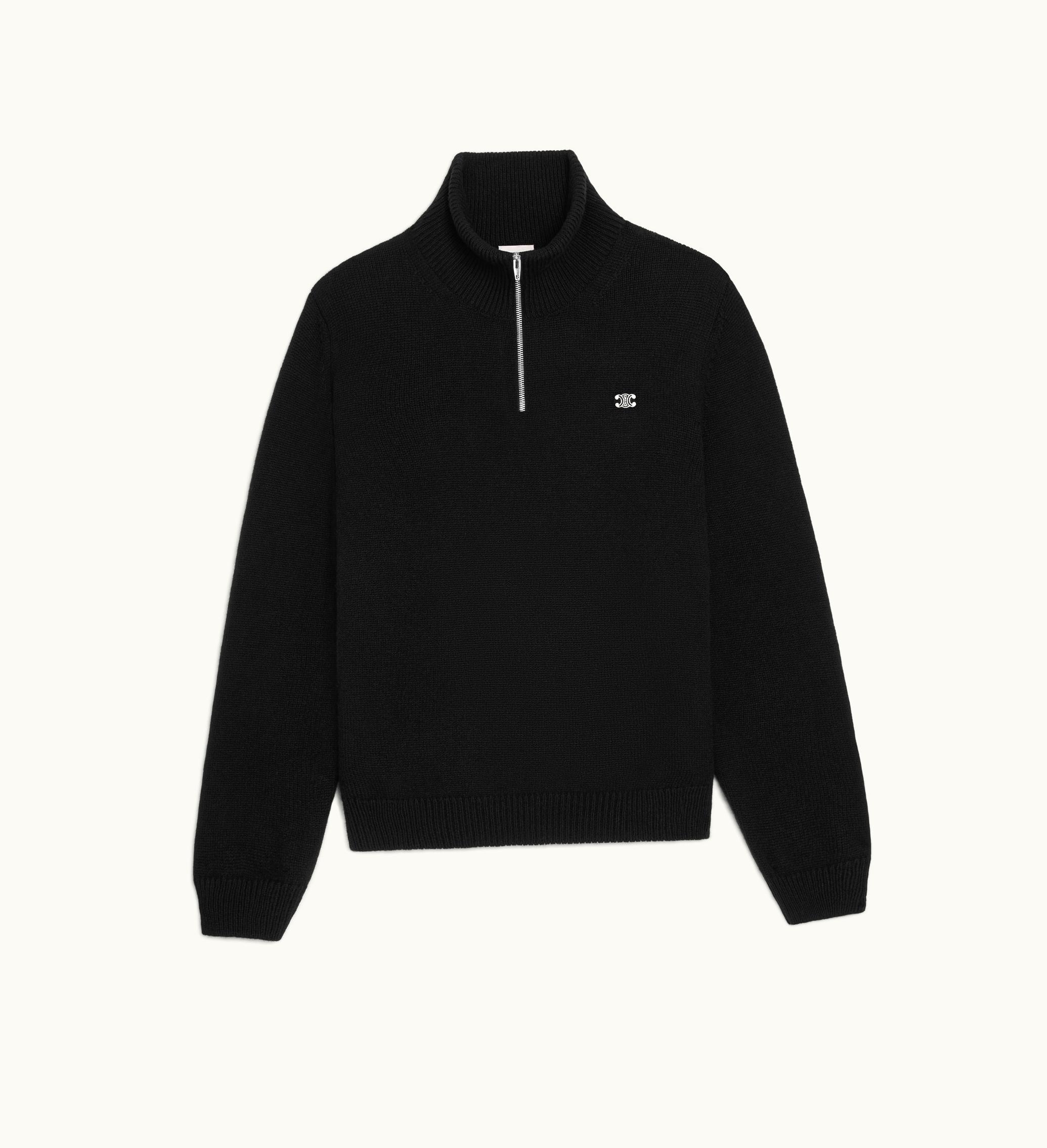 Celine Celine Triomphe Trucker Sweater In Wool And Cashmere - Black / Off White