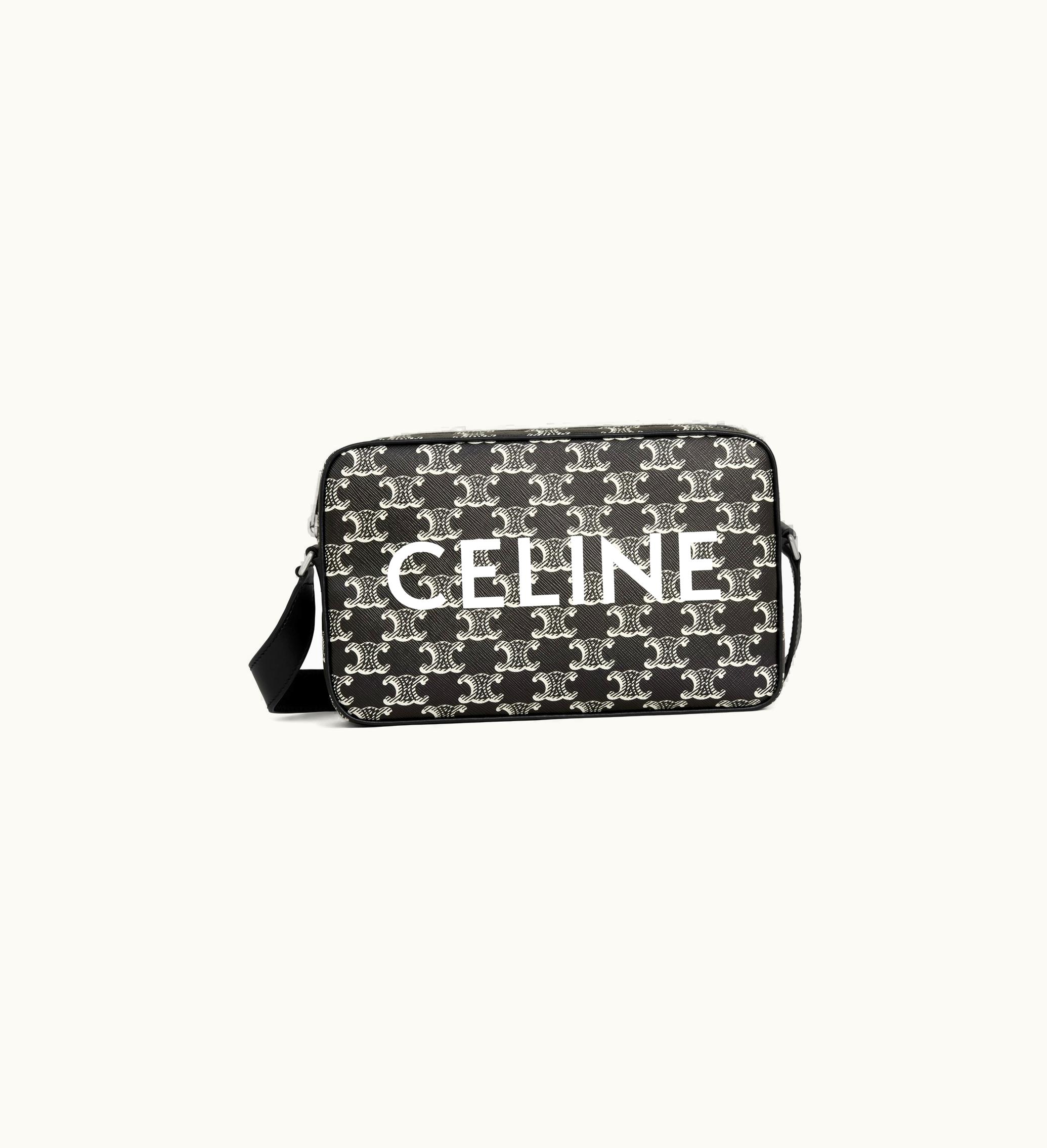Celine Medium Messenger Bag In Triomphe Canvas TWO-TONE With Celine Print - Black / White