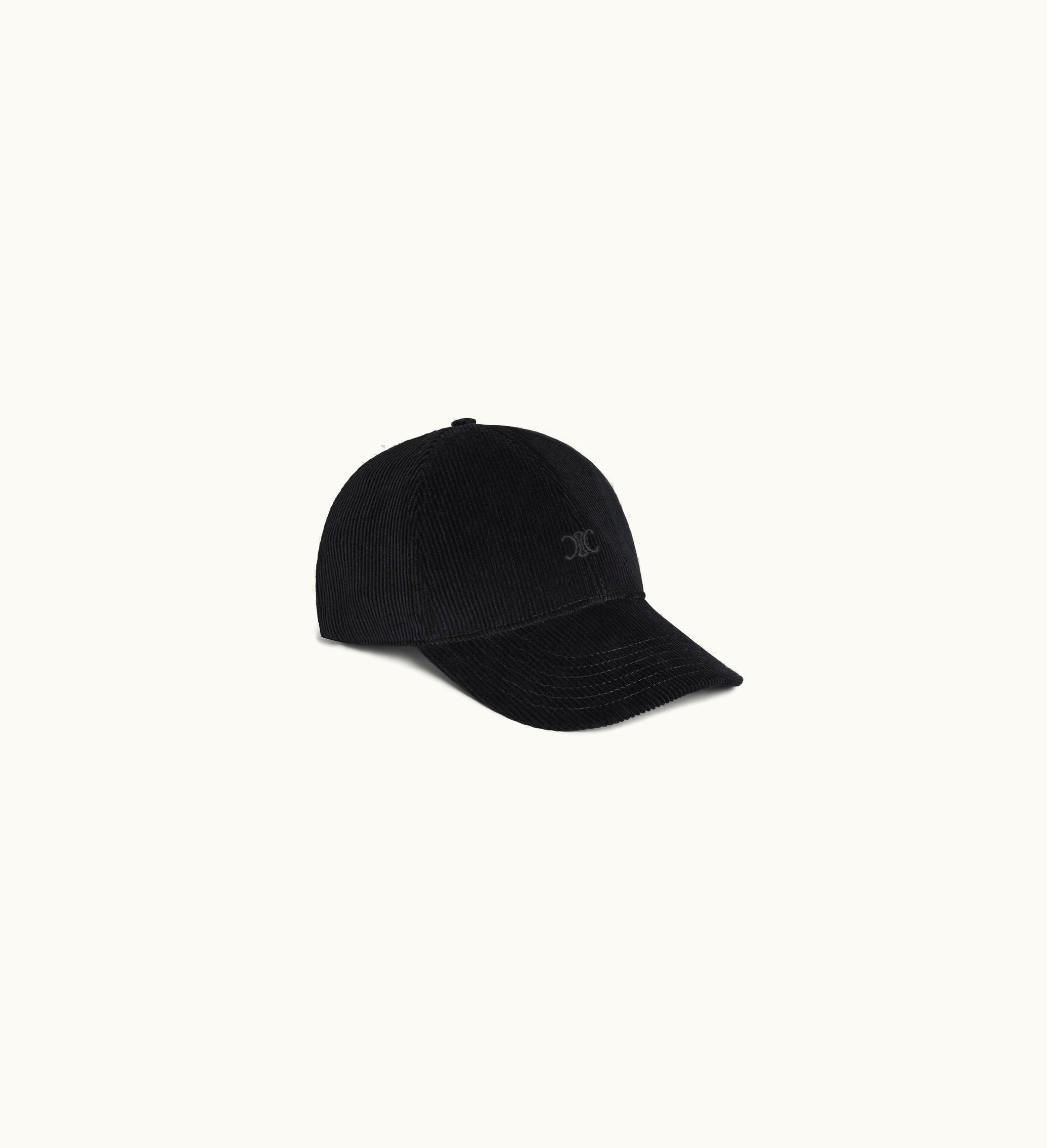 Celine Celine Baseball Cap In Corduroy - Black