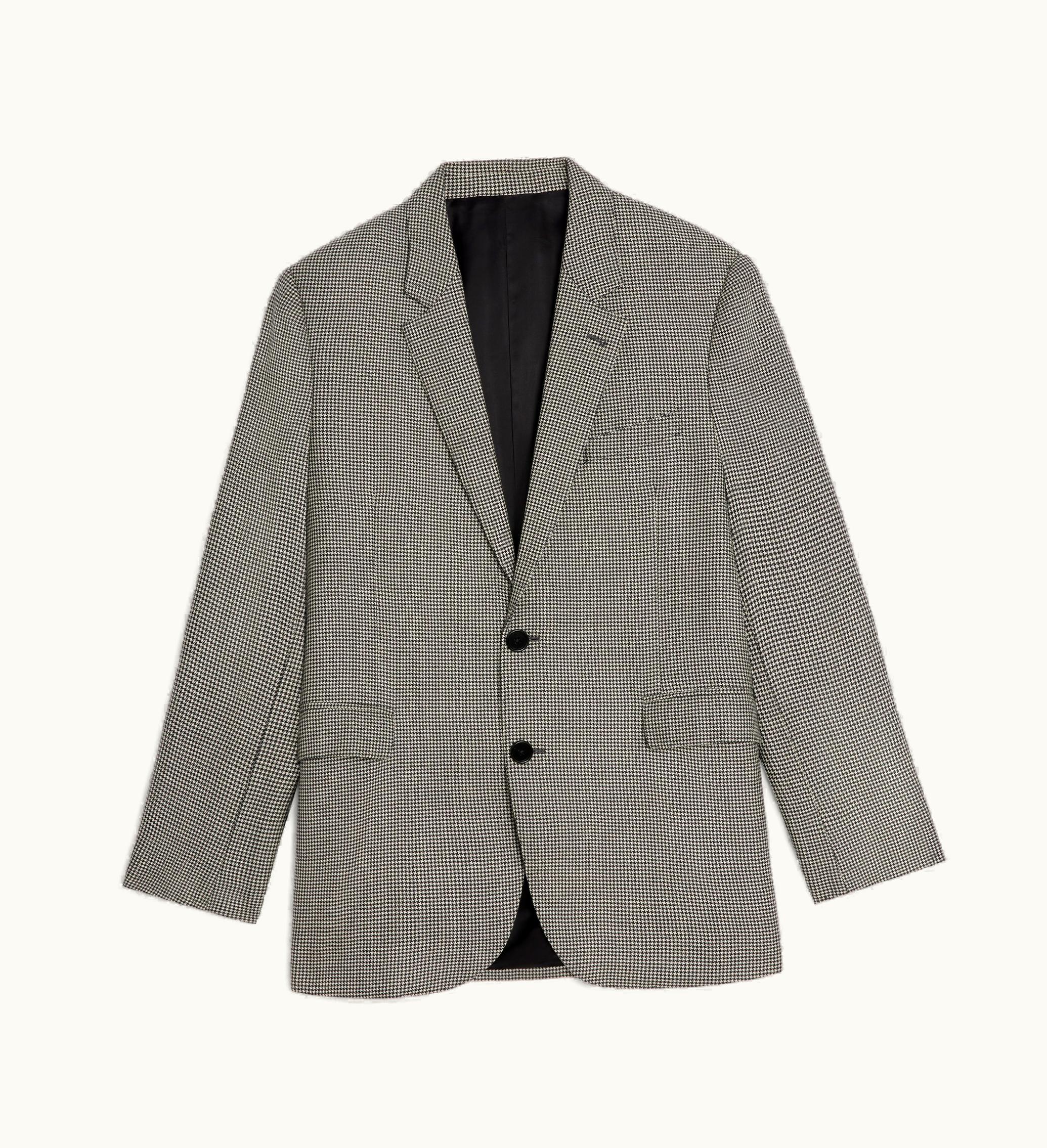 Celine Celine Boxy Jacket In Houndstooth Wool - Craie / Noir