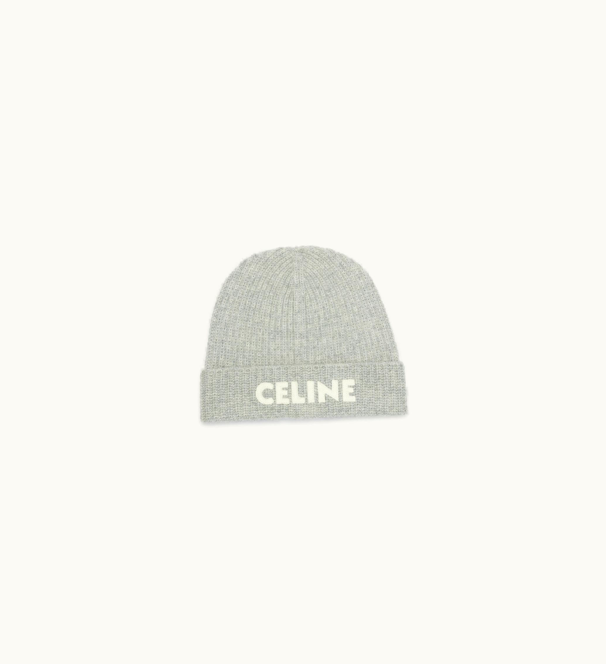 Celine Celine Beanie In Ribbed Wool - Light Grey