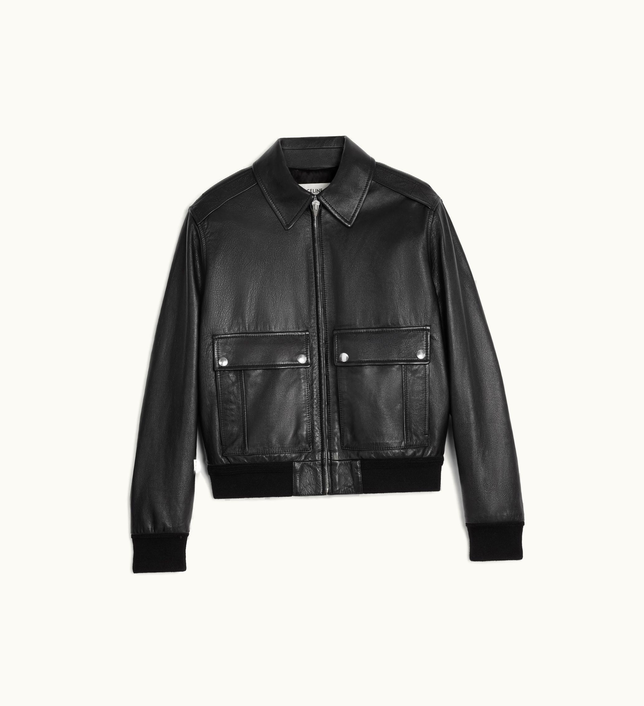 Celine Celine Classic Aviator Blouson Jacket In Soft Lambskin - Black