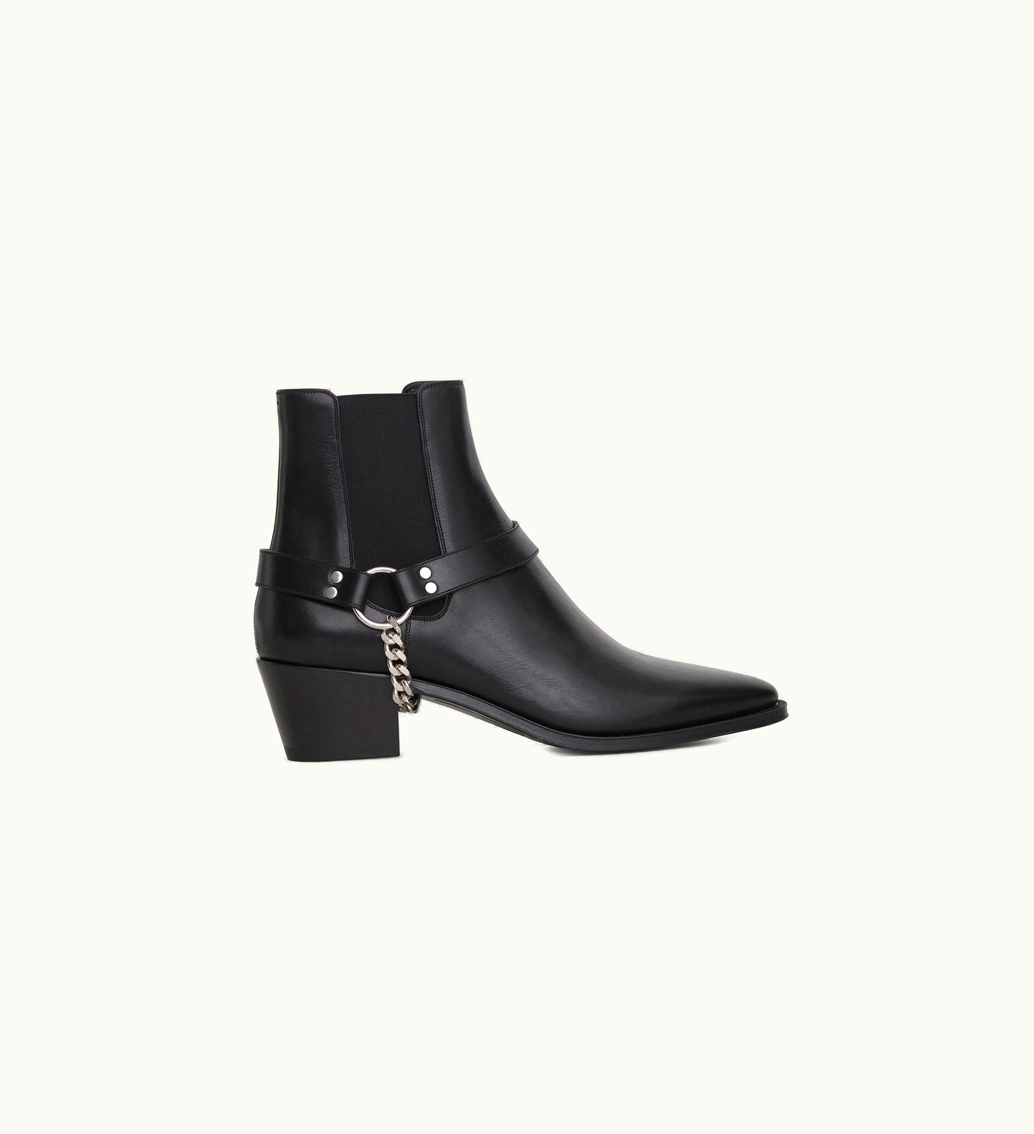 Celine Celine Camargue Biker Chelsea Boot In Calfskin - Black