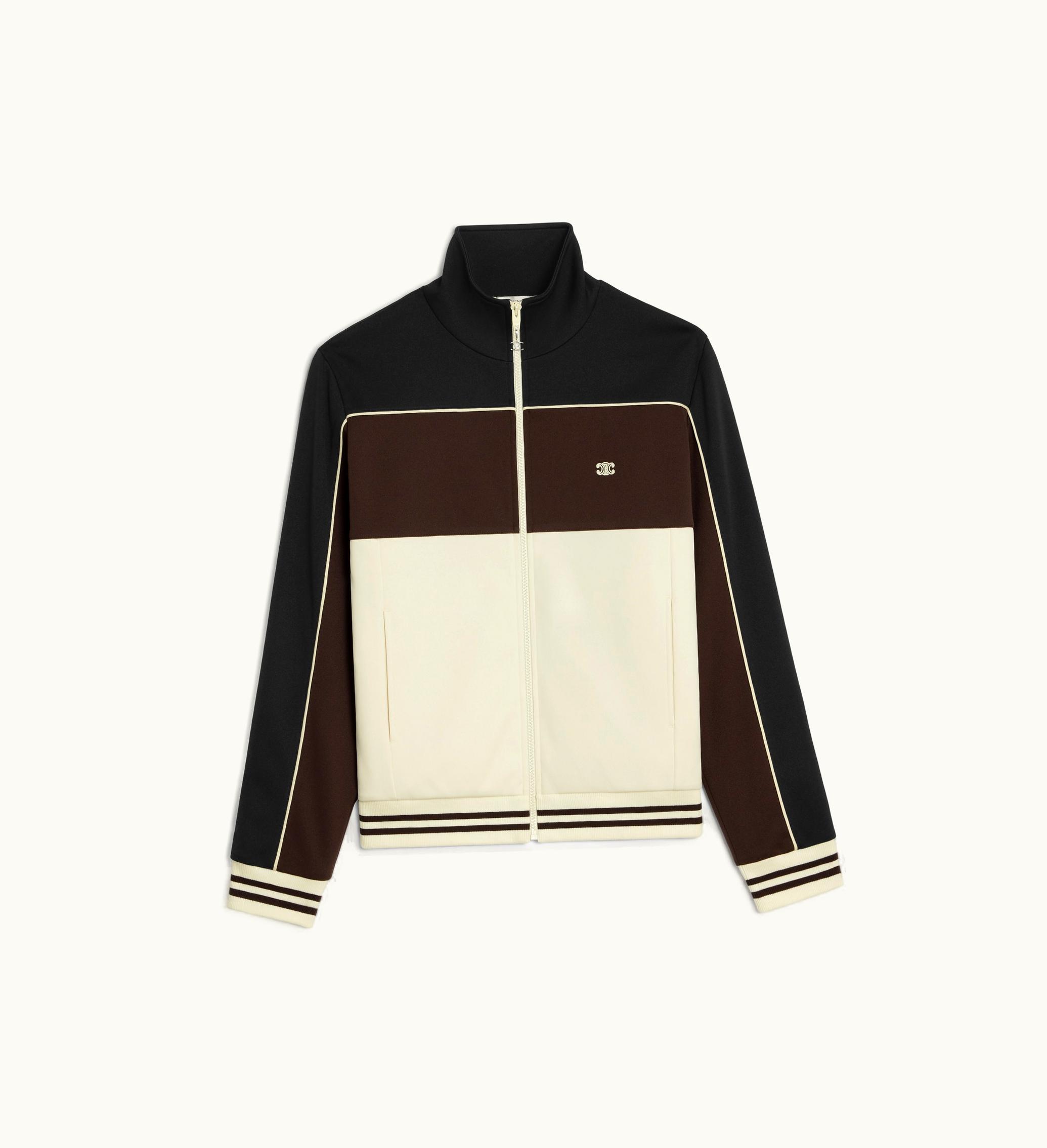 Celine Celine Tracksuit Jacket In Double Face Jersey - Ecru / Dark Brown / Black
