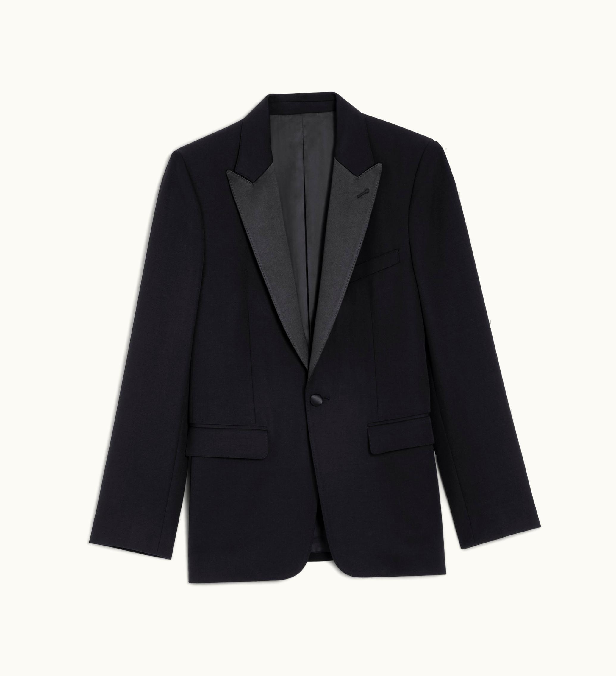 Celine Celine Classic Tux Jacket In Grain De Poudre - Black