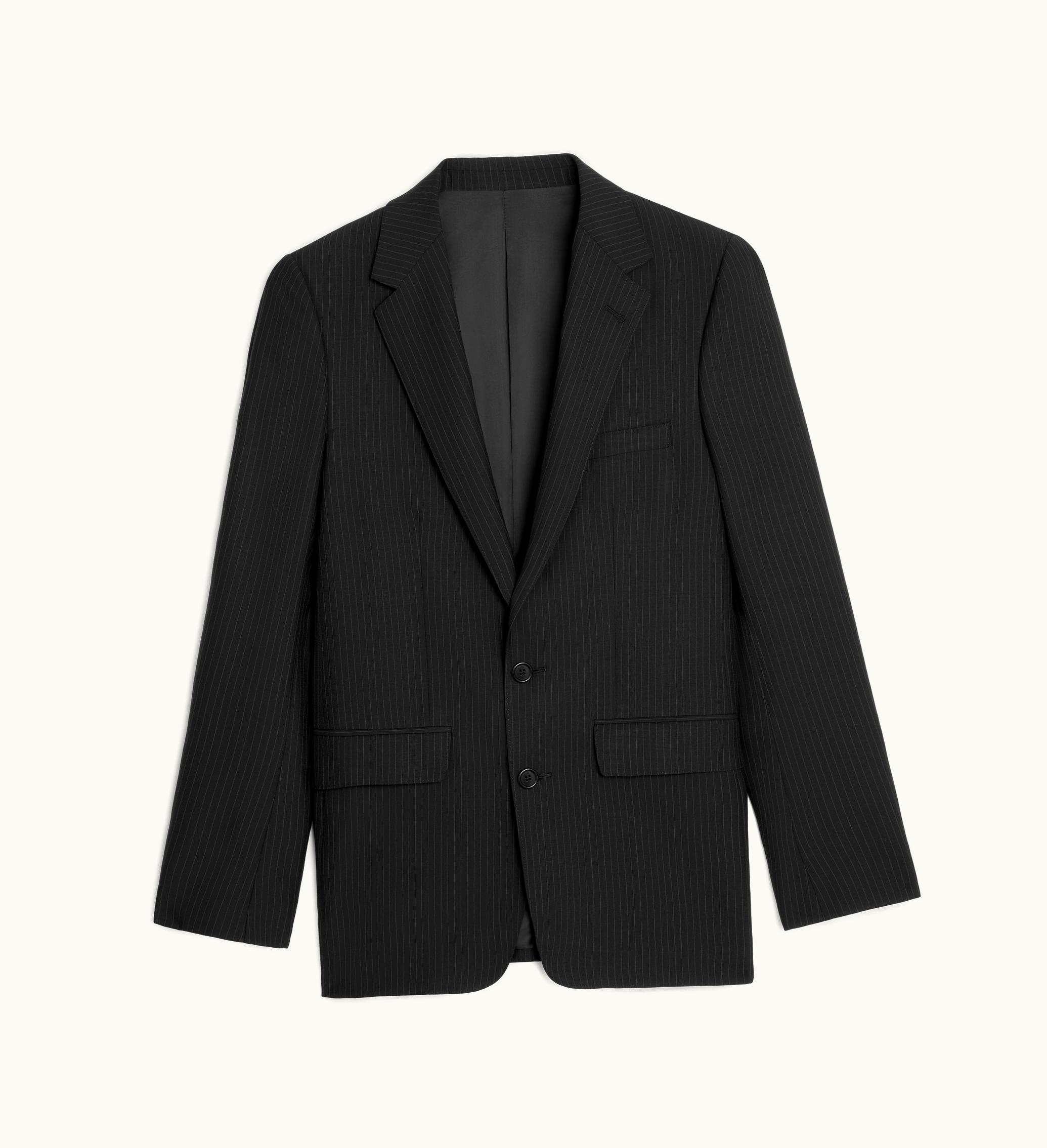 Celine Celine Classic Jacket In Striped Flannel - Noir / Gris