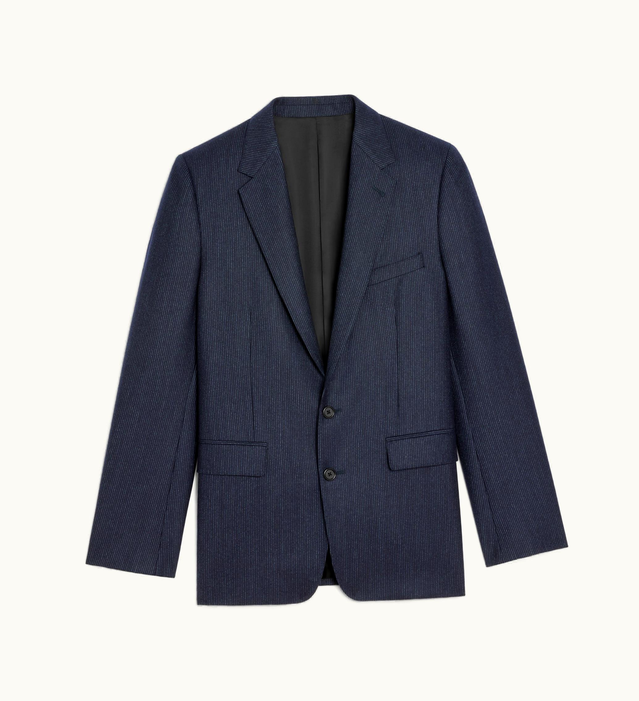 Celine Celine Classic Jacket In Striped Flannel - Navy / Craie