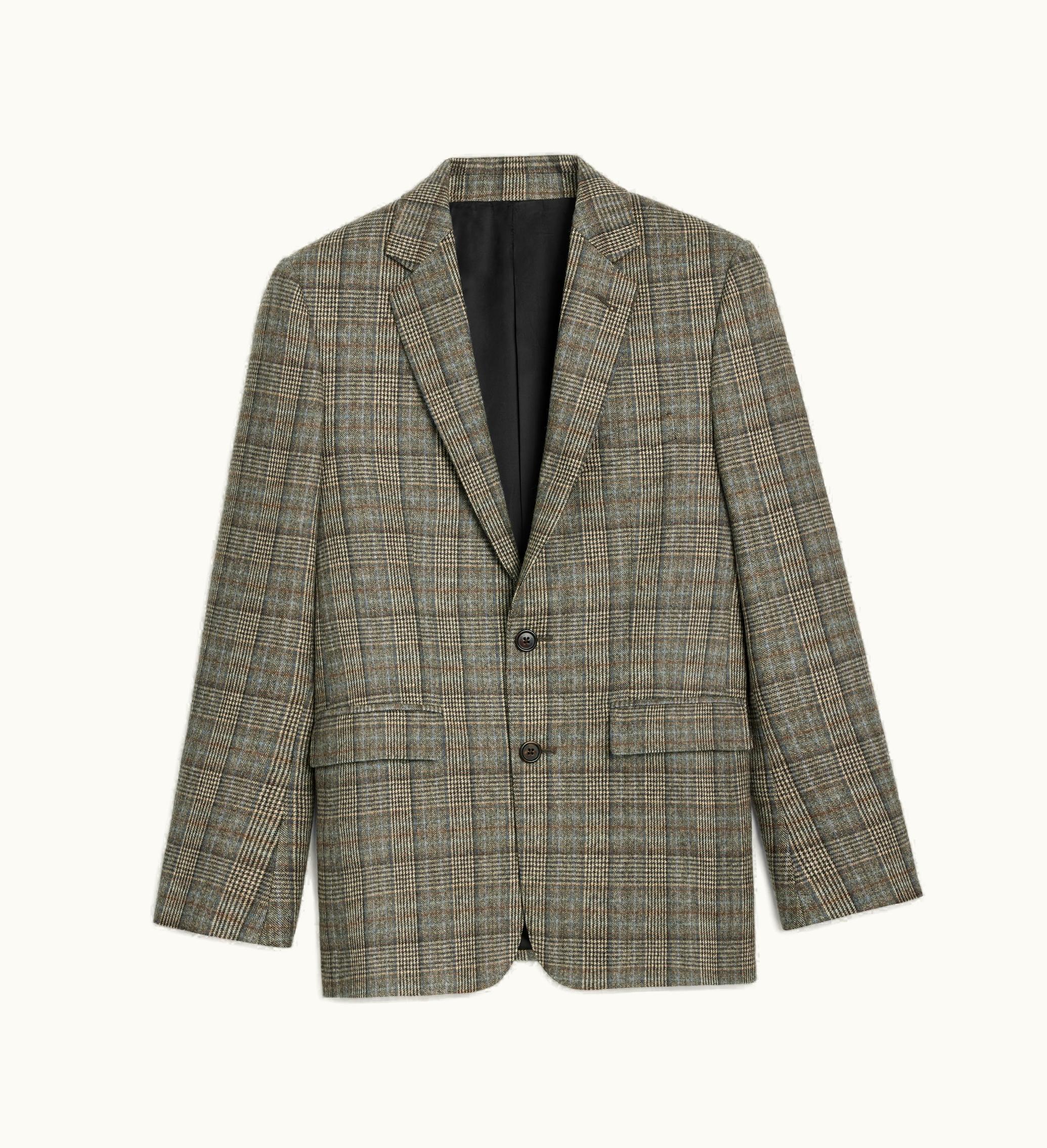 Celine Celine Carnaby Jacket In Jacket In Prince Of Wales Flannel - Ivoire / Gris / Tofee