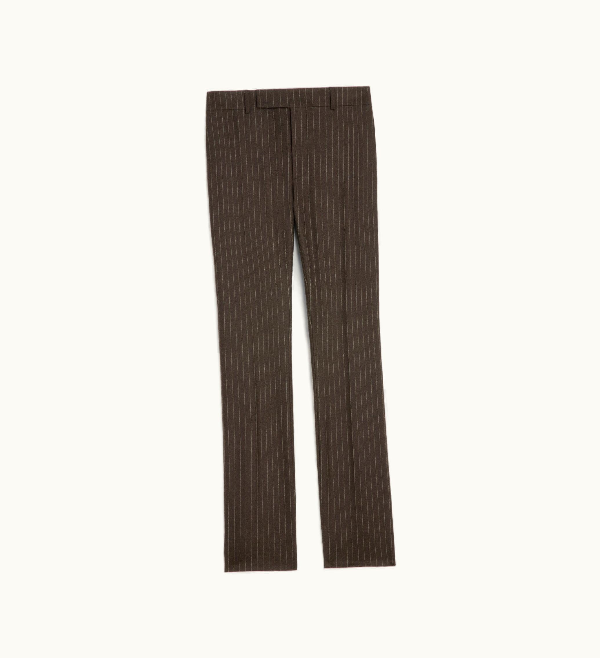 Celine Celine Flared Pants In Striped Flannel - Marron / Craie