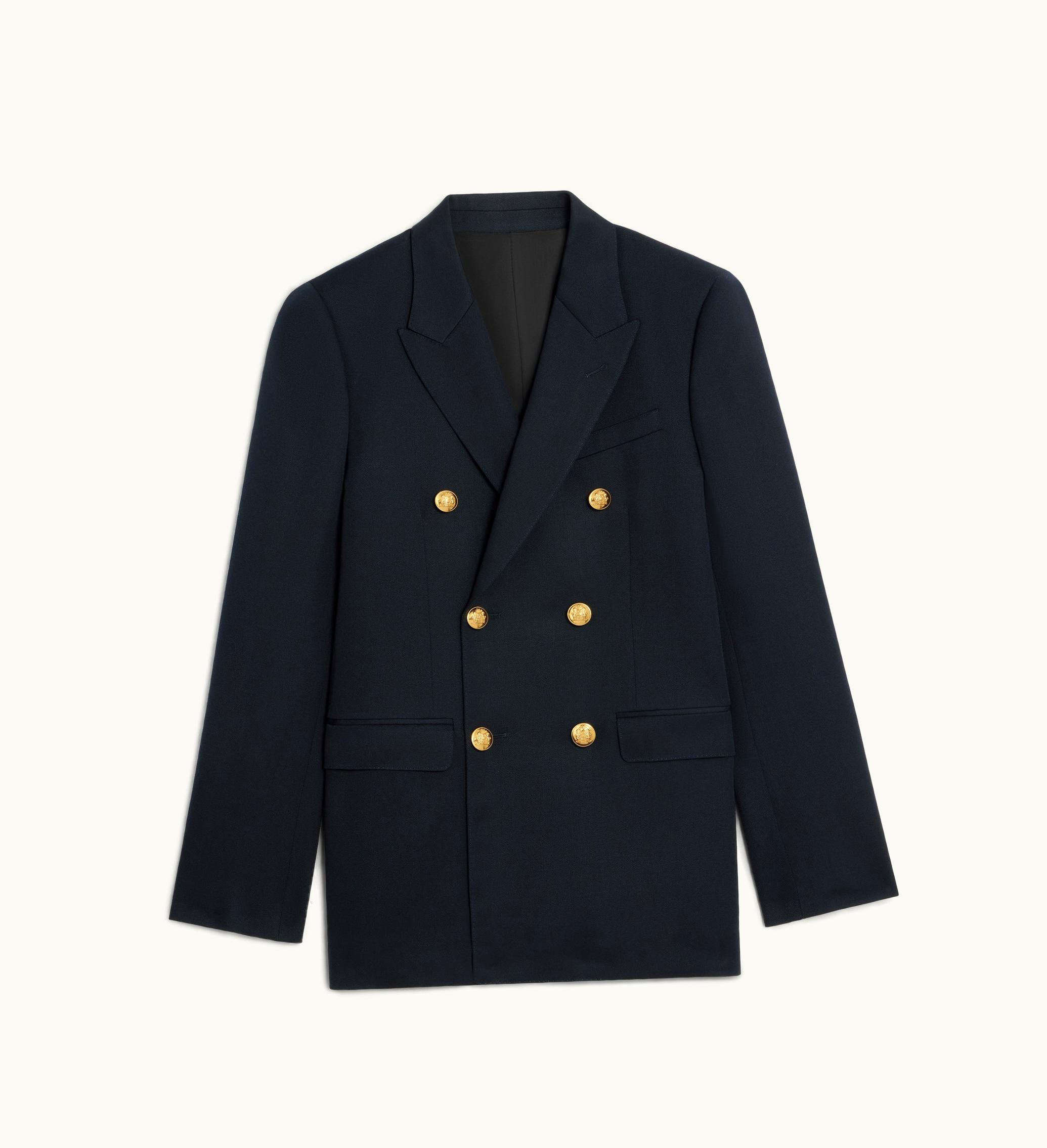Celine Celine Classic Jacket In Diagonal Wool - Navy