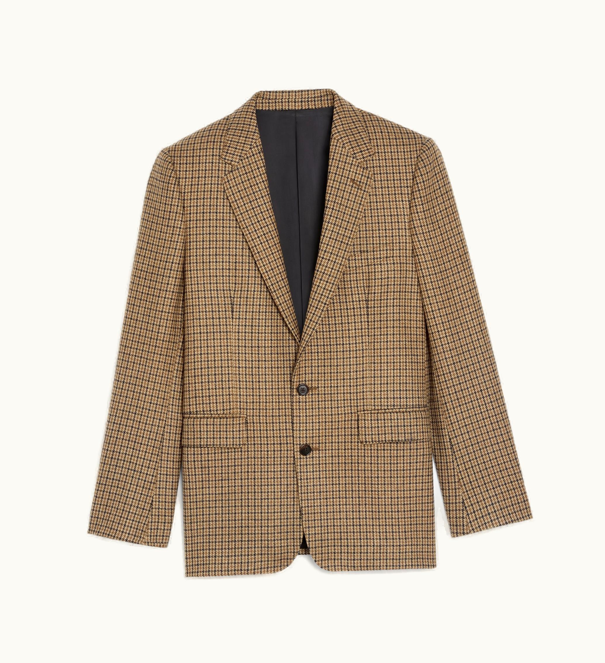 Celine Celine Classic Jacket In Checked Wool - Camel / Marron / Brun