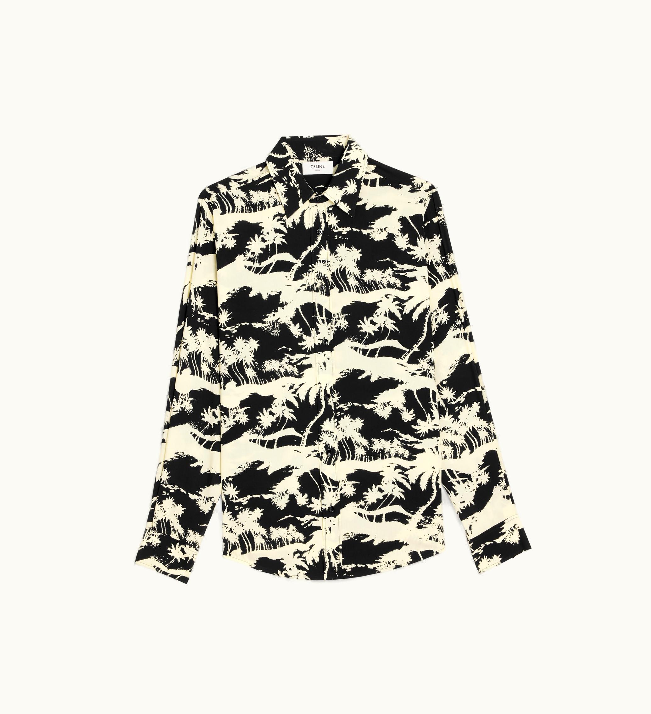 Celine Celine Loose Shirt In Printed Viscose - Black / Paille