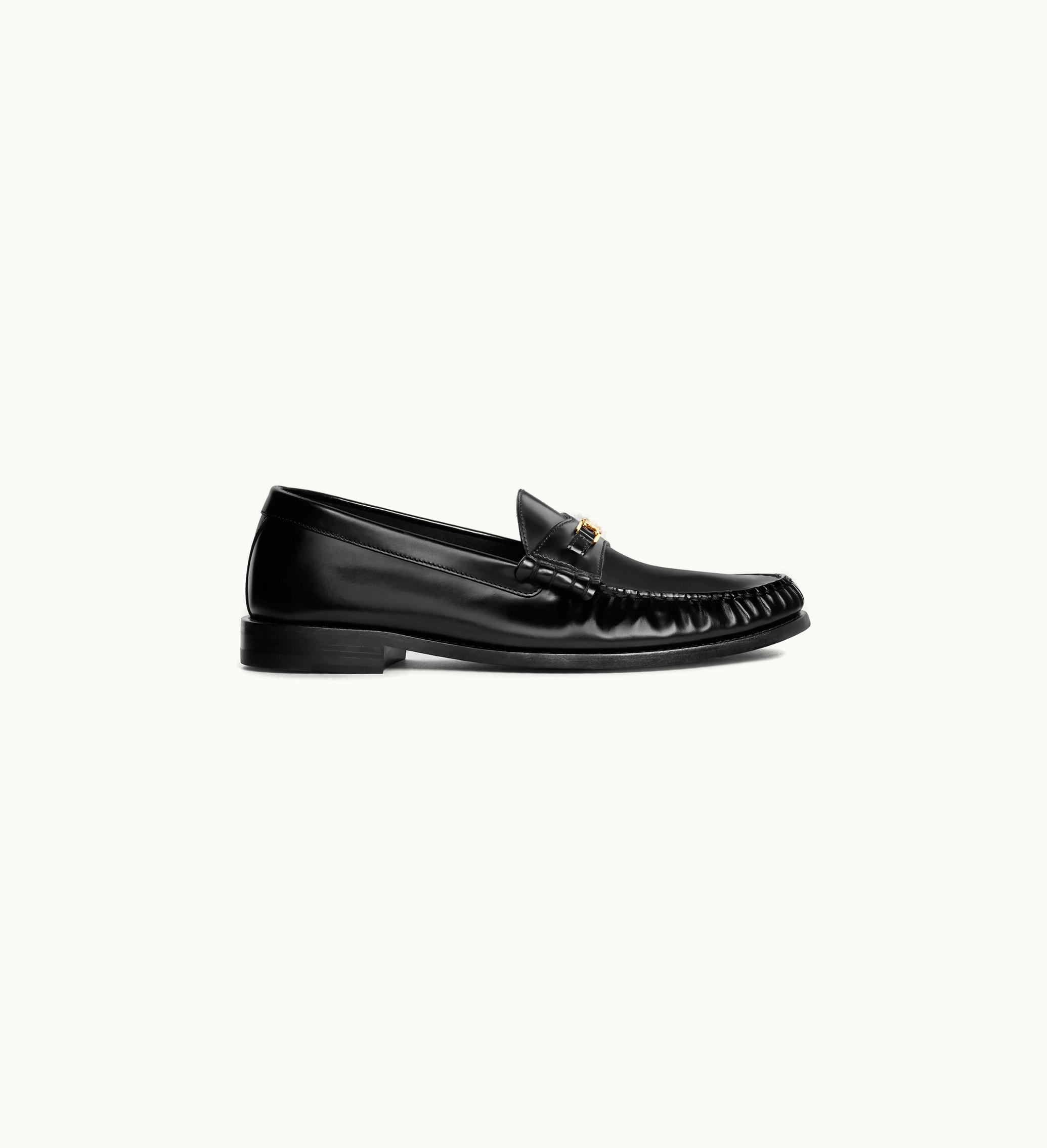 Celine Celine Luco Triomphe Loafer In Polished Bullskin - Black