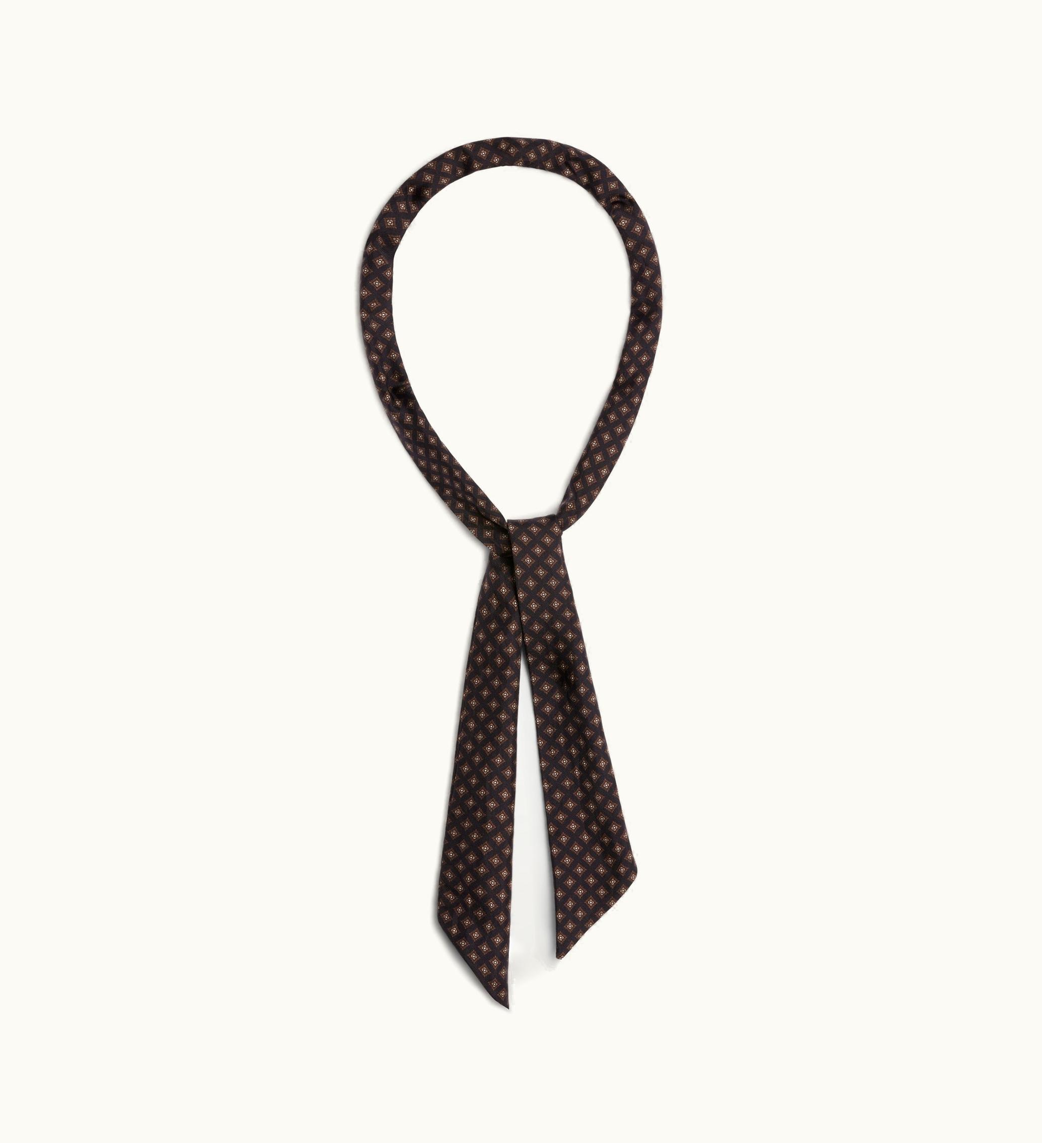 Celine Celine Lavallière Scarf In Silk Twill - Black / Brown