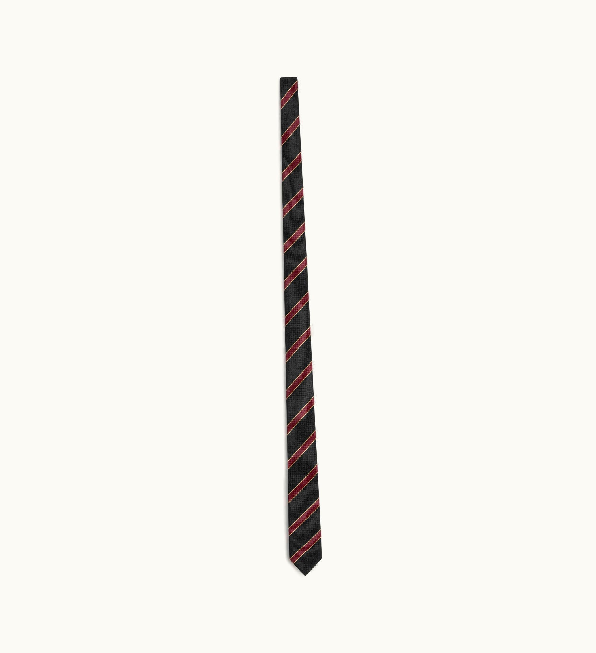 Celine Celine Thin Tie In Striped Silk - Black / Burgundy