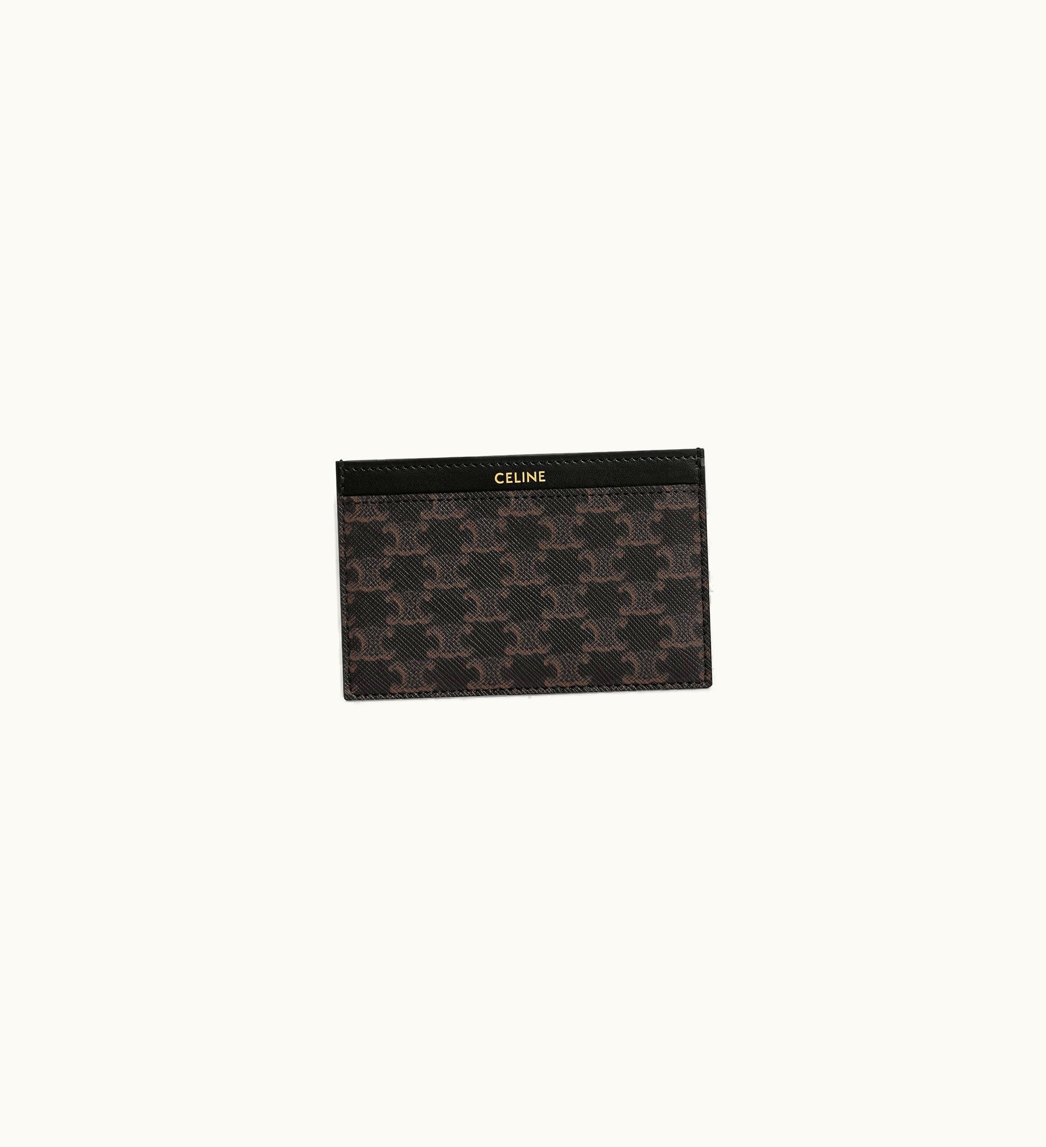 Celine Celine Card Holder In Triomphe Canvas And Calfskin - Black