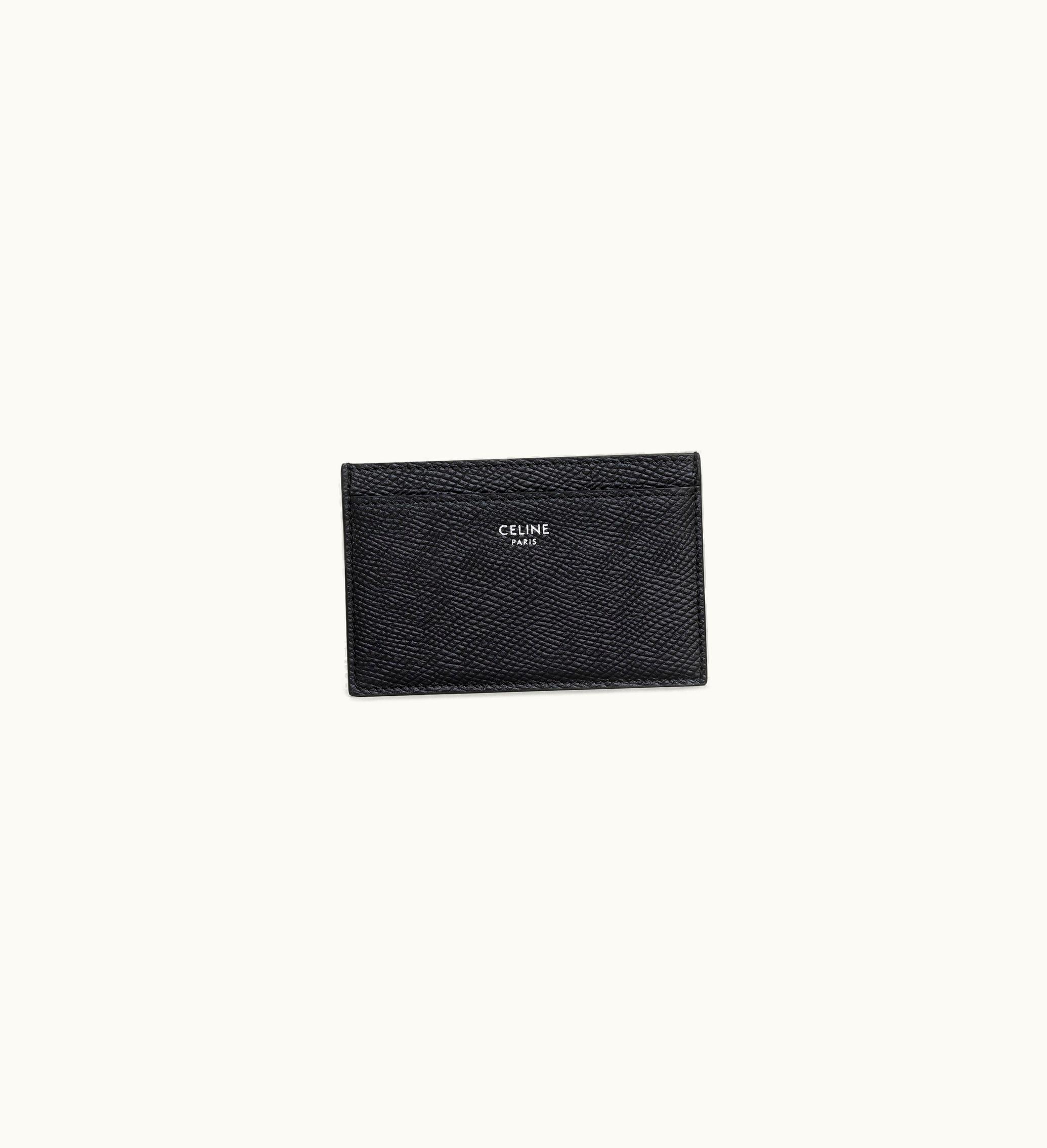 Celine Celine Card Holder In Grained Calfskin - Black