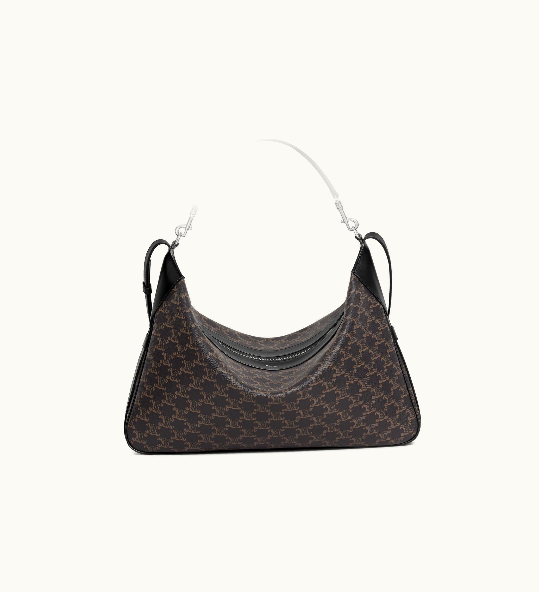 Celine Celine Large Strap Romy In Triomphe Canvas And Calfskin - Black