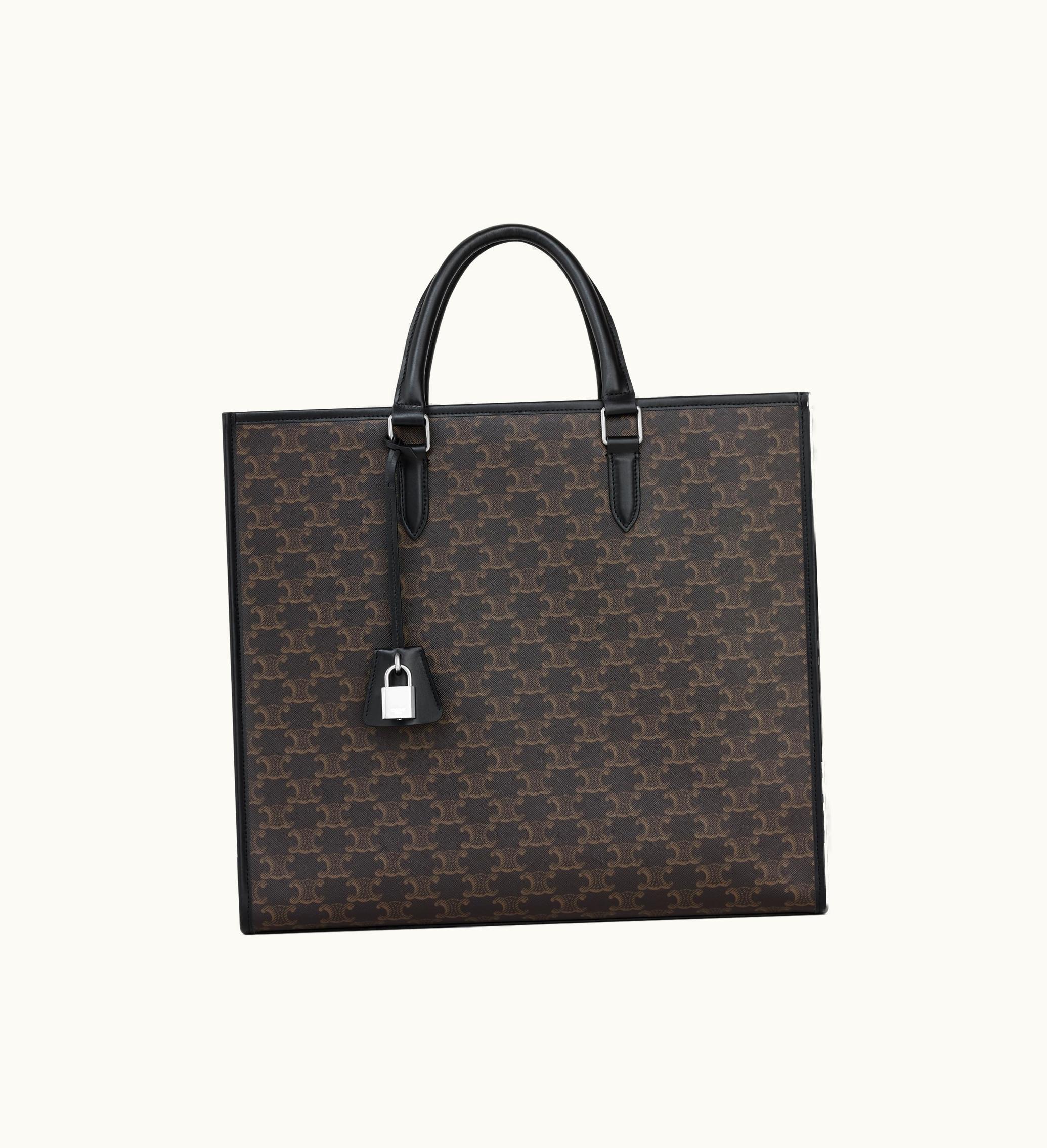 Celine Celine Cabas Vertical In Triomphe Canvas And Calfskin - Black