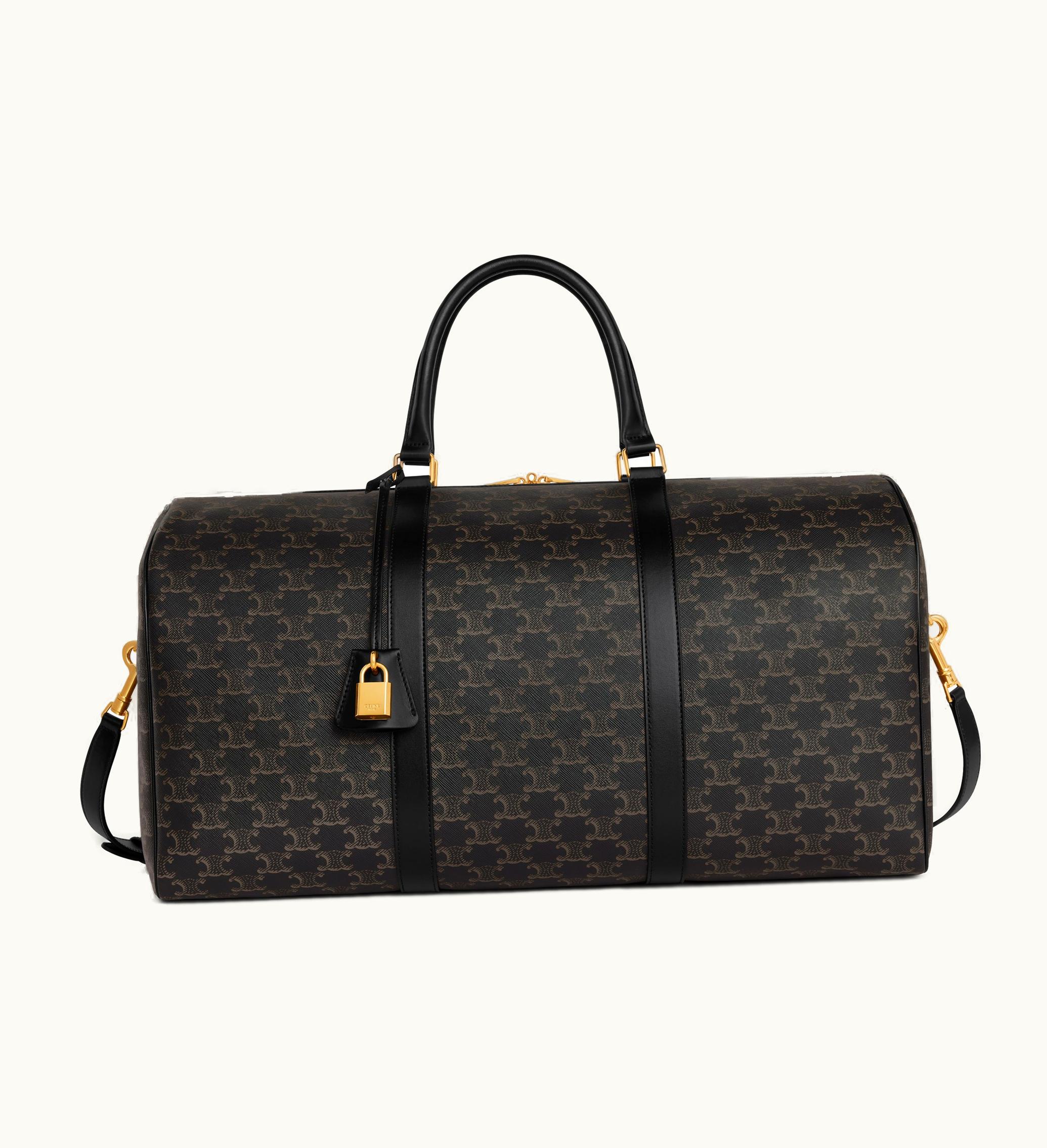 Celine Celine Large Travel Bag In Triomphe Canvas And Calfskin - Black