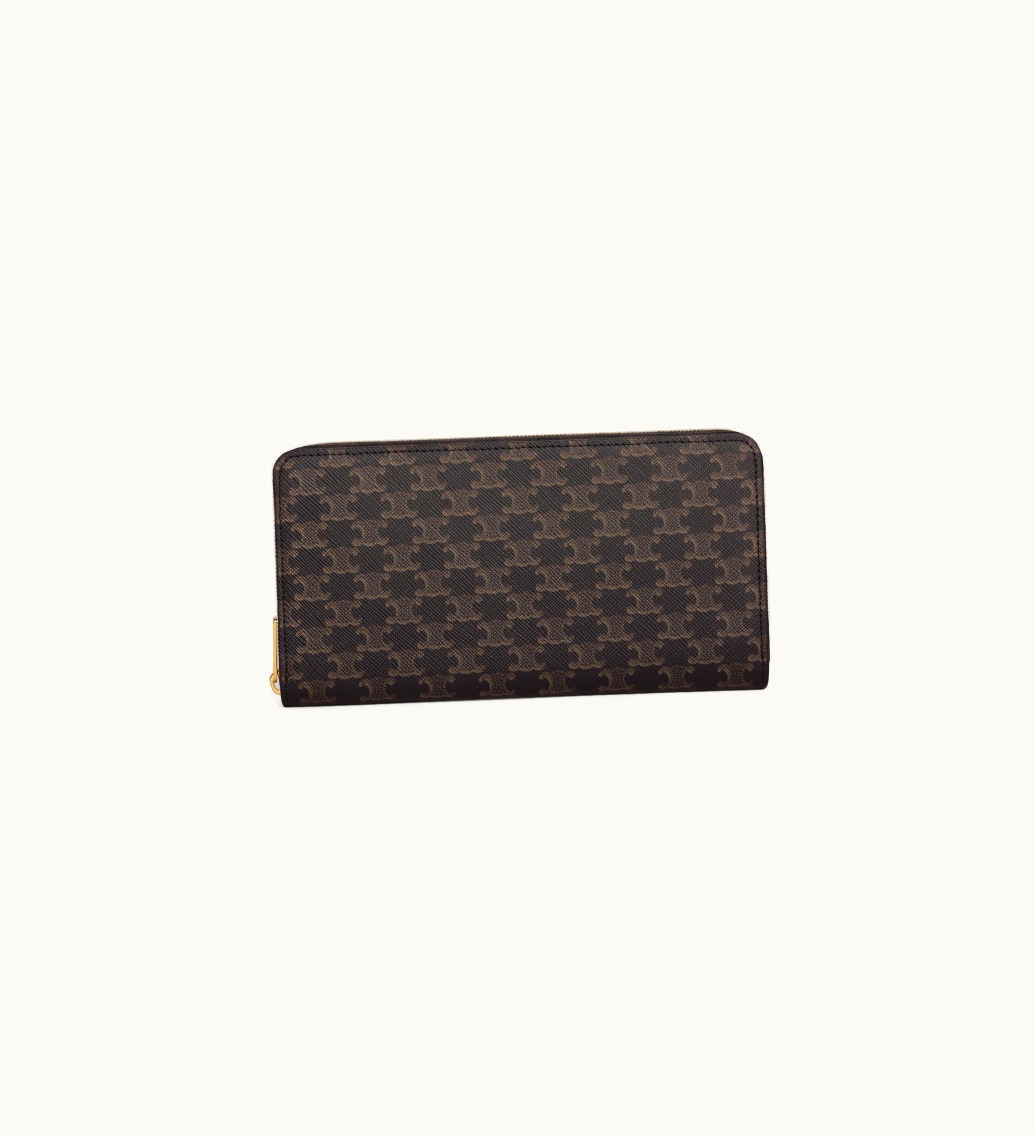 Celine Celine Large Zipped Wallet In Triomphe Canvas - Black