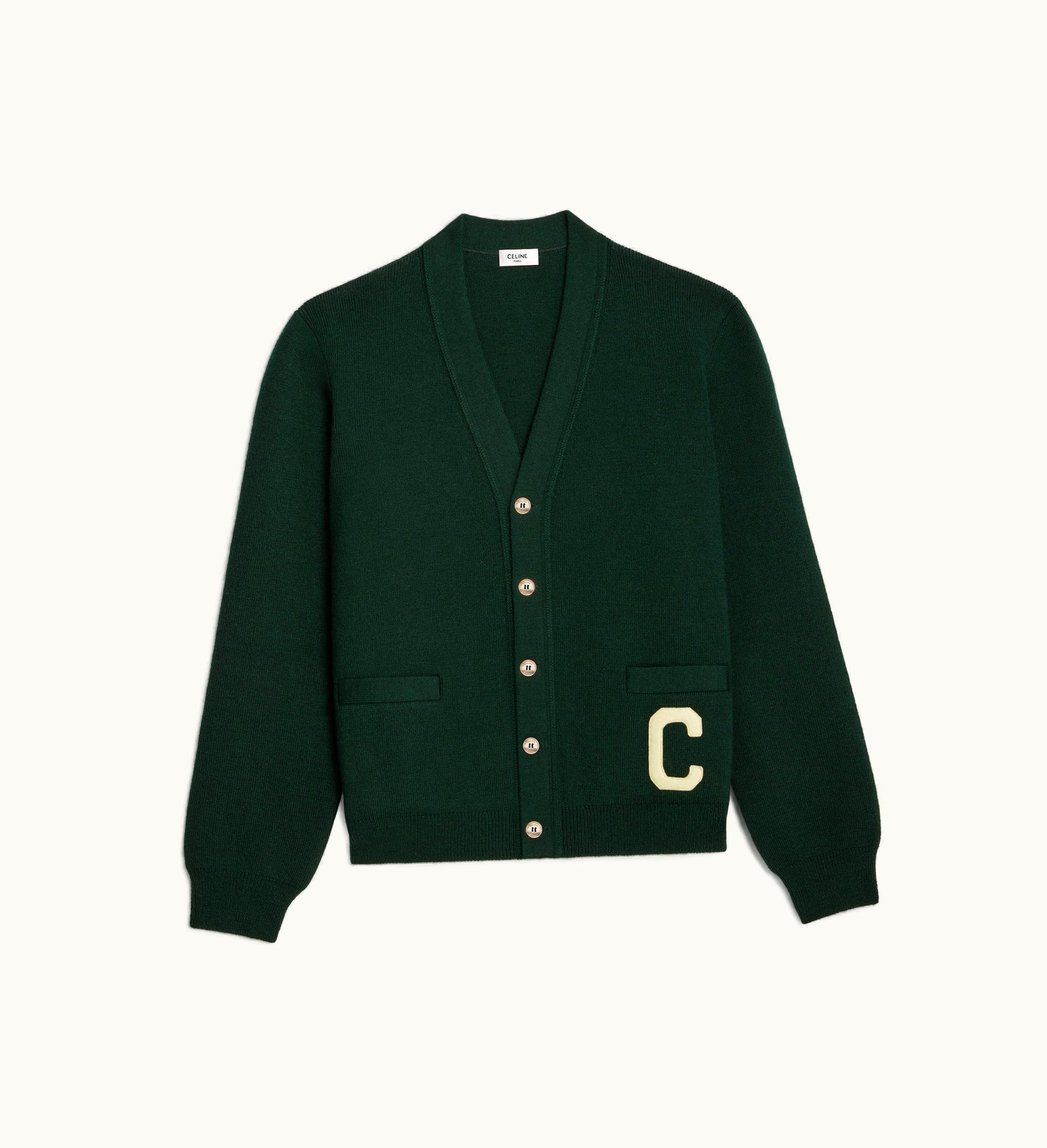 Celine Celine Paris Cardigan In Wool - Forest