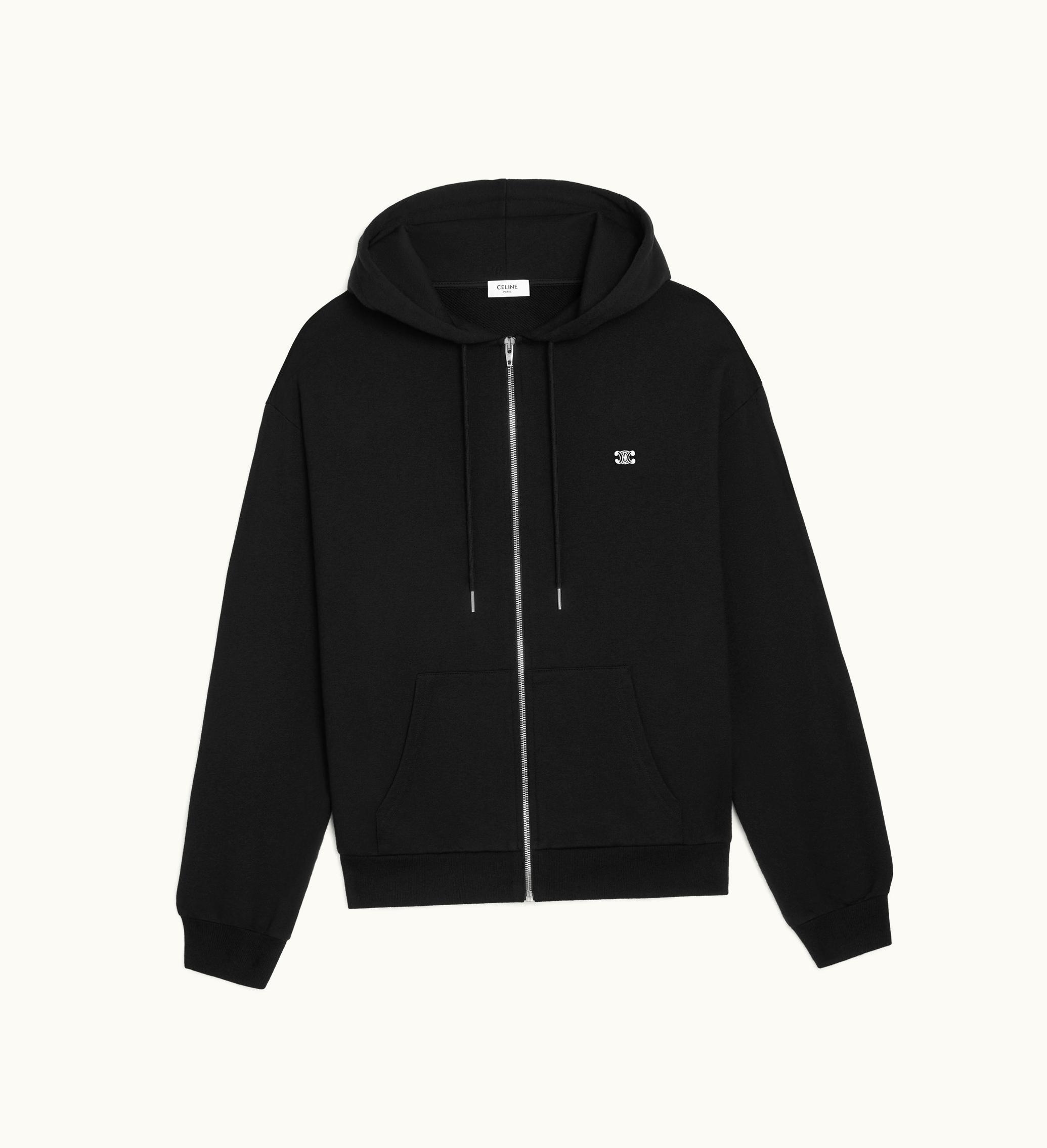 Celine Celine Loose Triomphe Hoodie In Cotton And Cashmere - Black / White