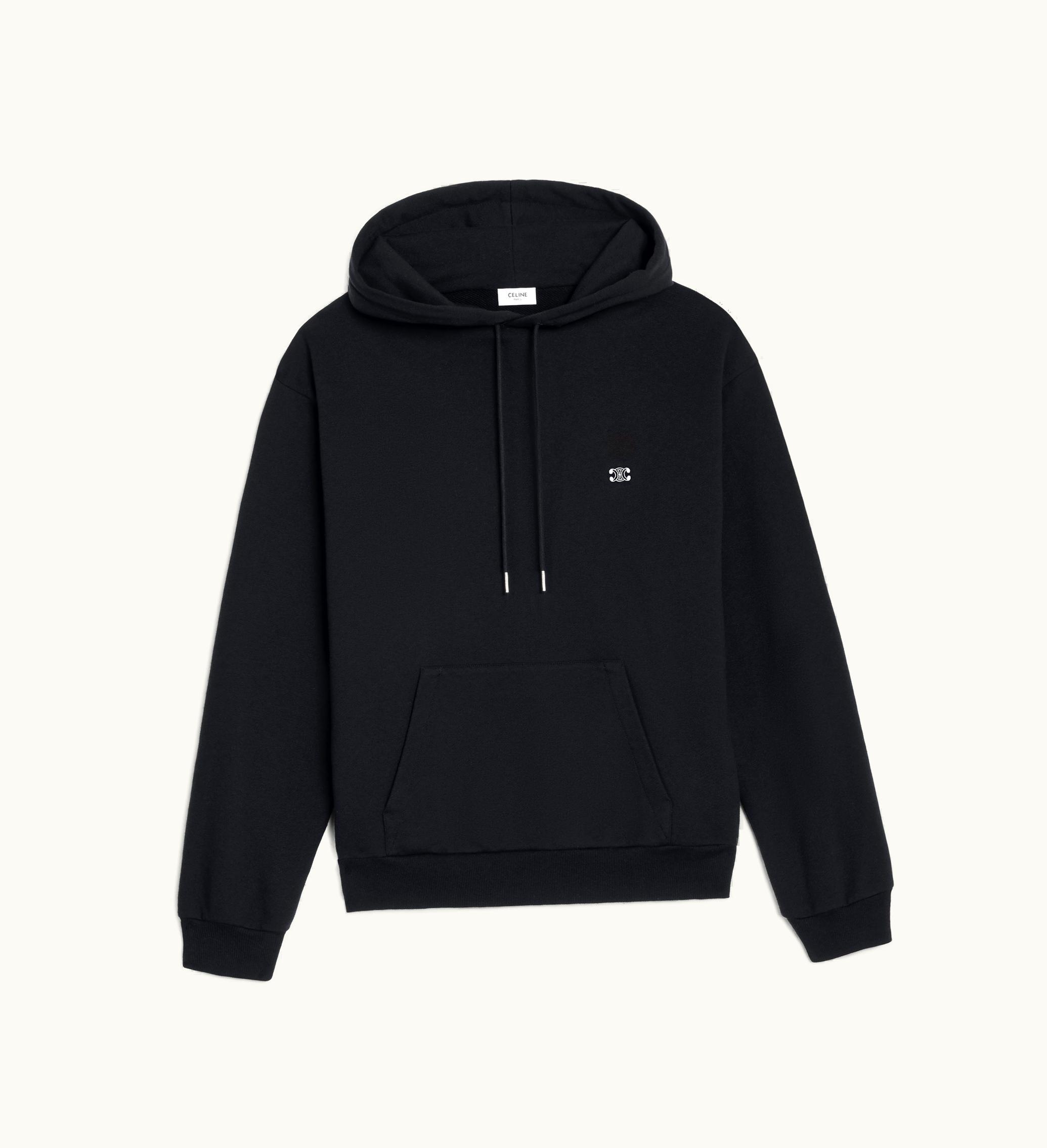 Celine Celine Triomphe Loose Hoodie In Cotton And Cashmere - Black / White