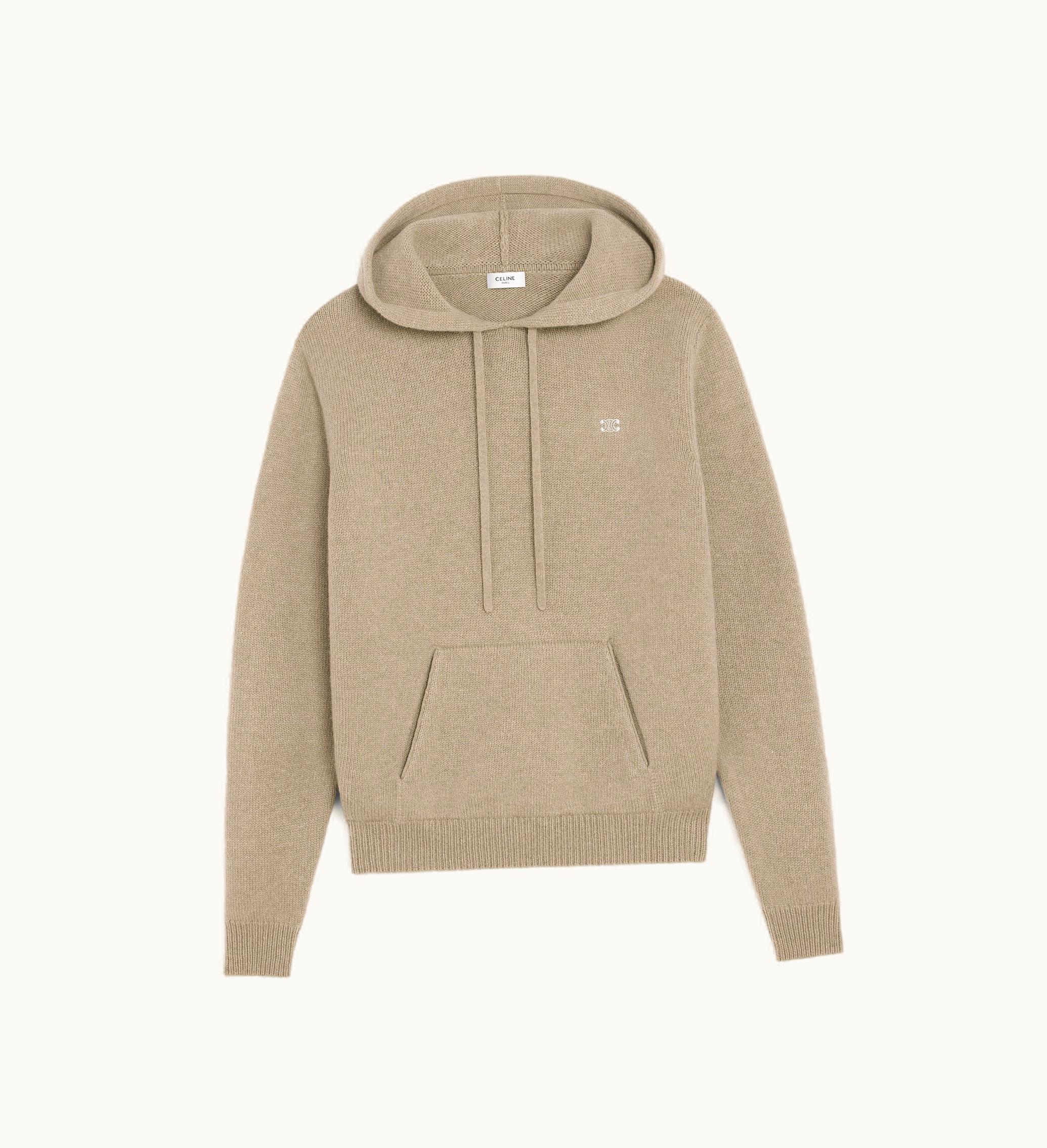 Celine Celine Triomphe Hooded Sweater In Wool And Cashmere - Sand