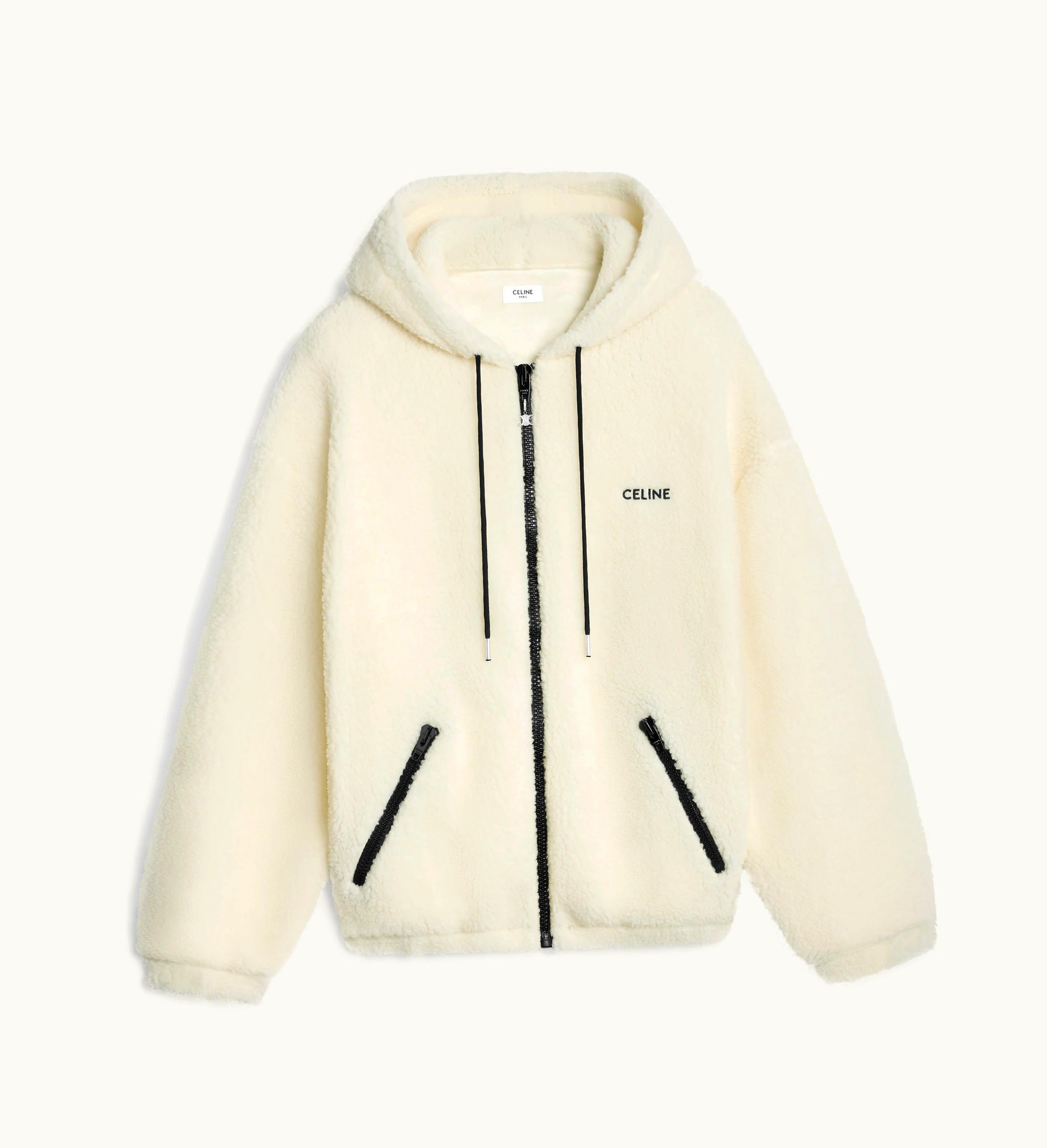 Celine Celine Jacket In Fleece - Off White / Black