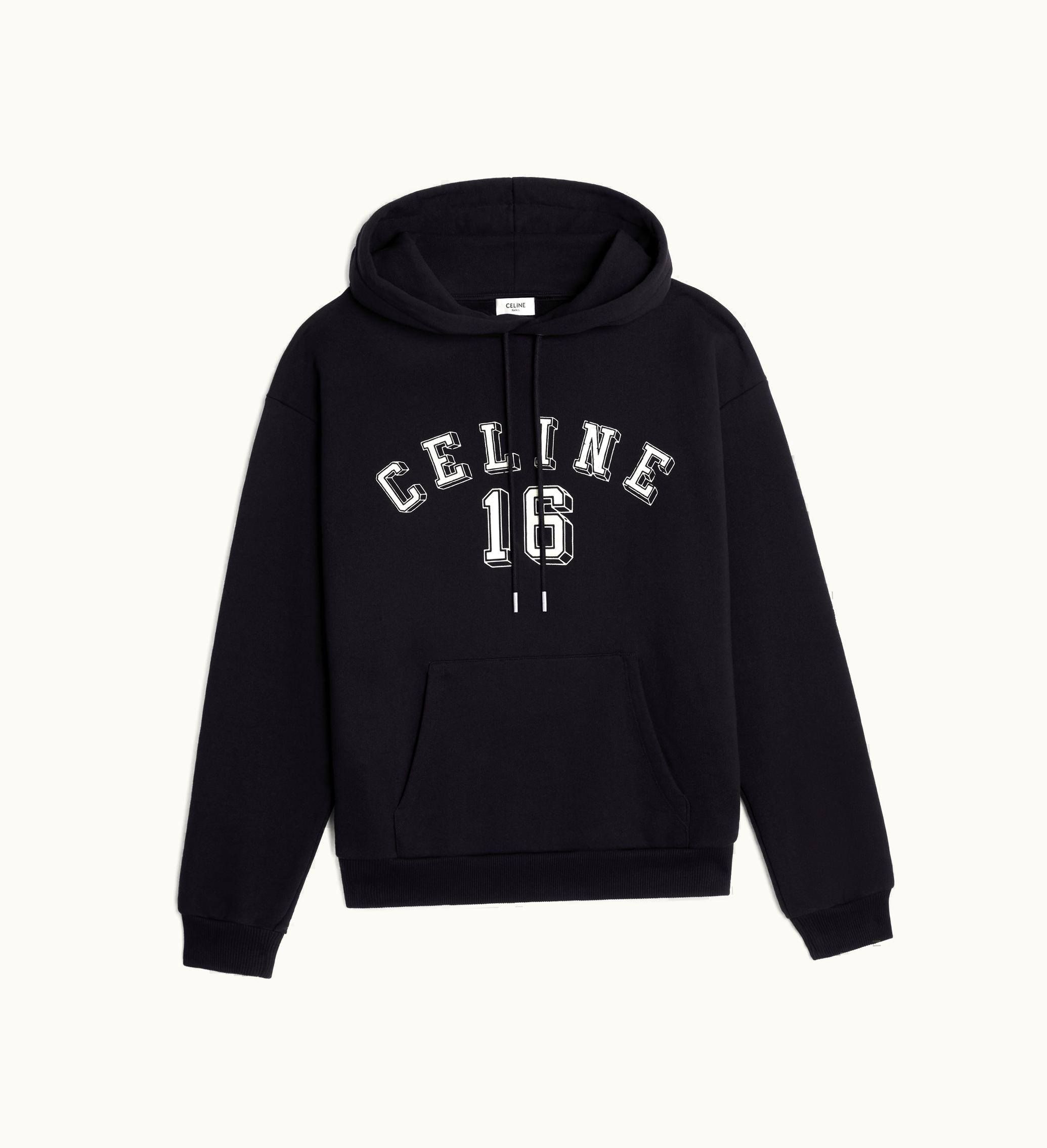 Celine Celine 16 Loose Hoodie In Cotton Fleece - Black / White
