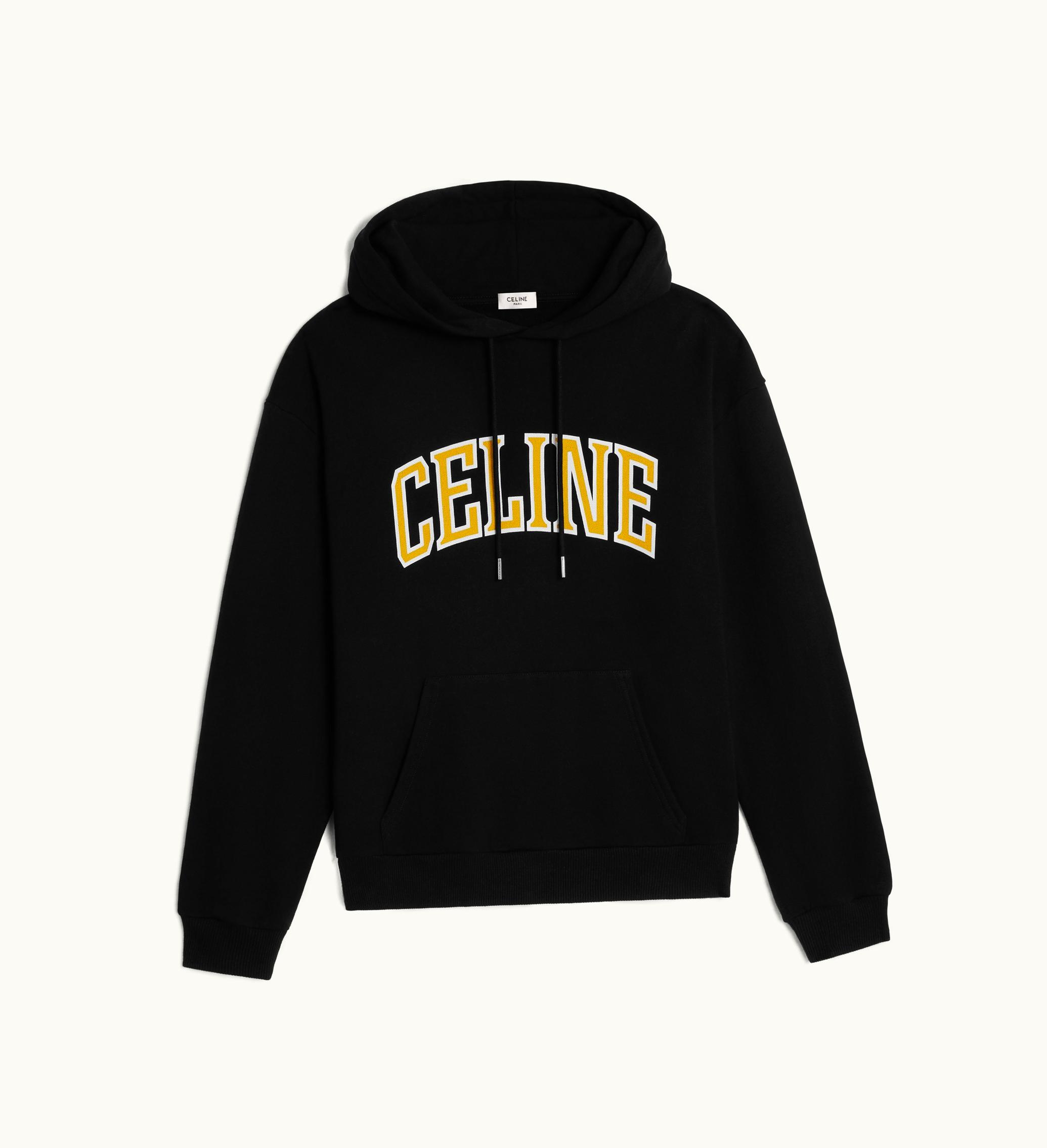 Celine Celine Loose Hoodie In Cotton Fleece - Black / Citron