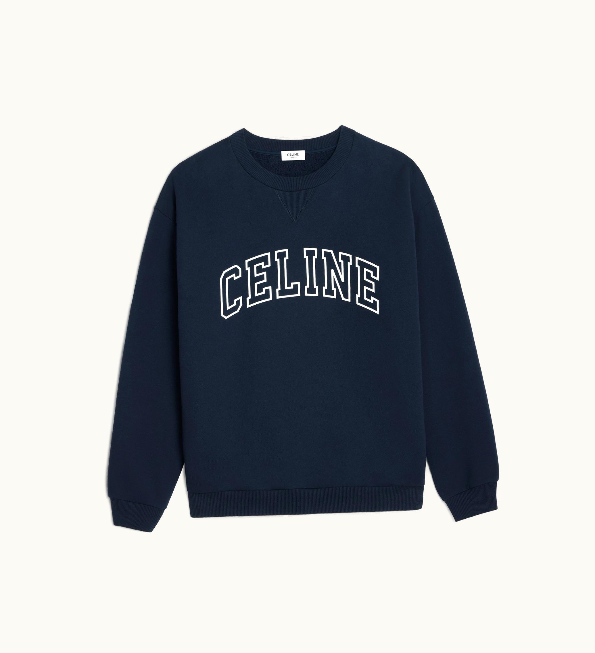 Celine Celine Loose Sweatshirt In Cotton Fleece - Navy / Off White