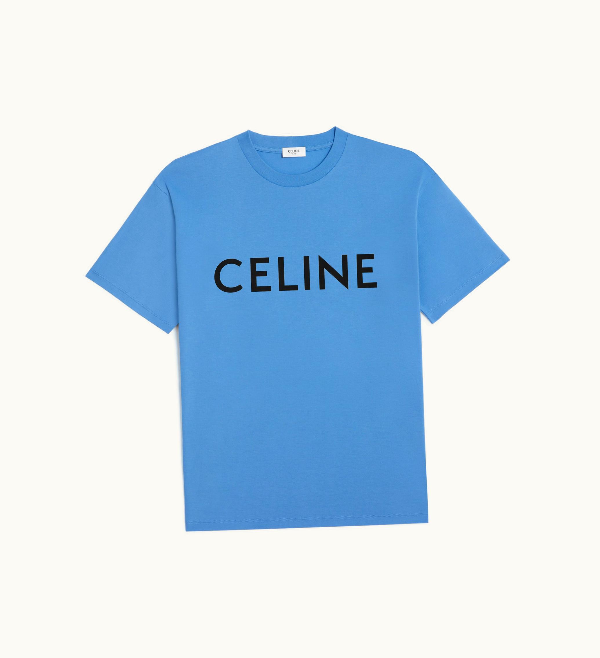 Celine Celine Loose T-SHIRT In Cotton Jersey - Dirty Blue / Black