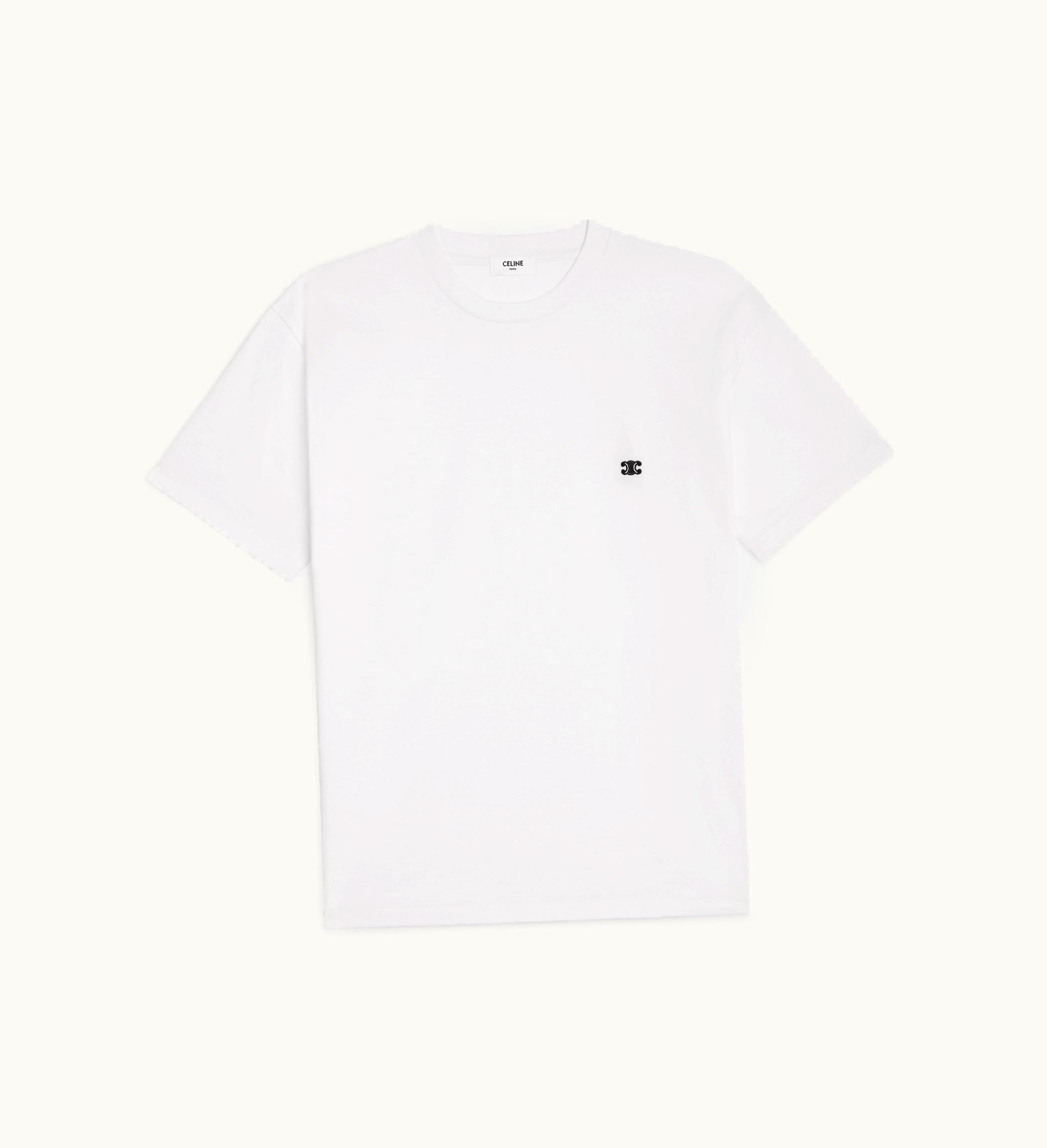 Celine Celine Triomphe Loose T-SHIRT In Cotton Jersey - Off White / Black