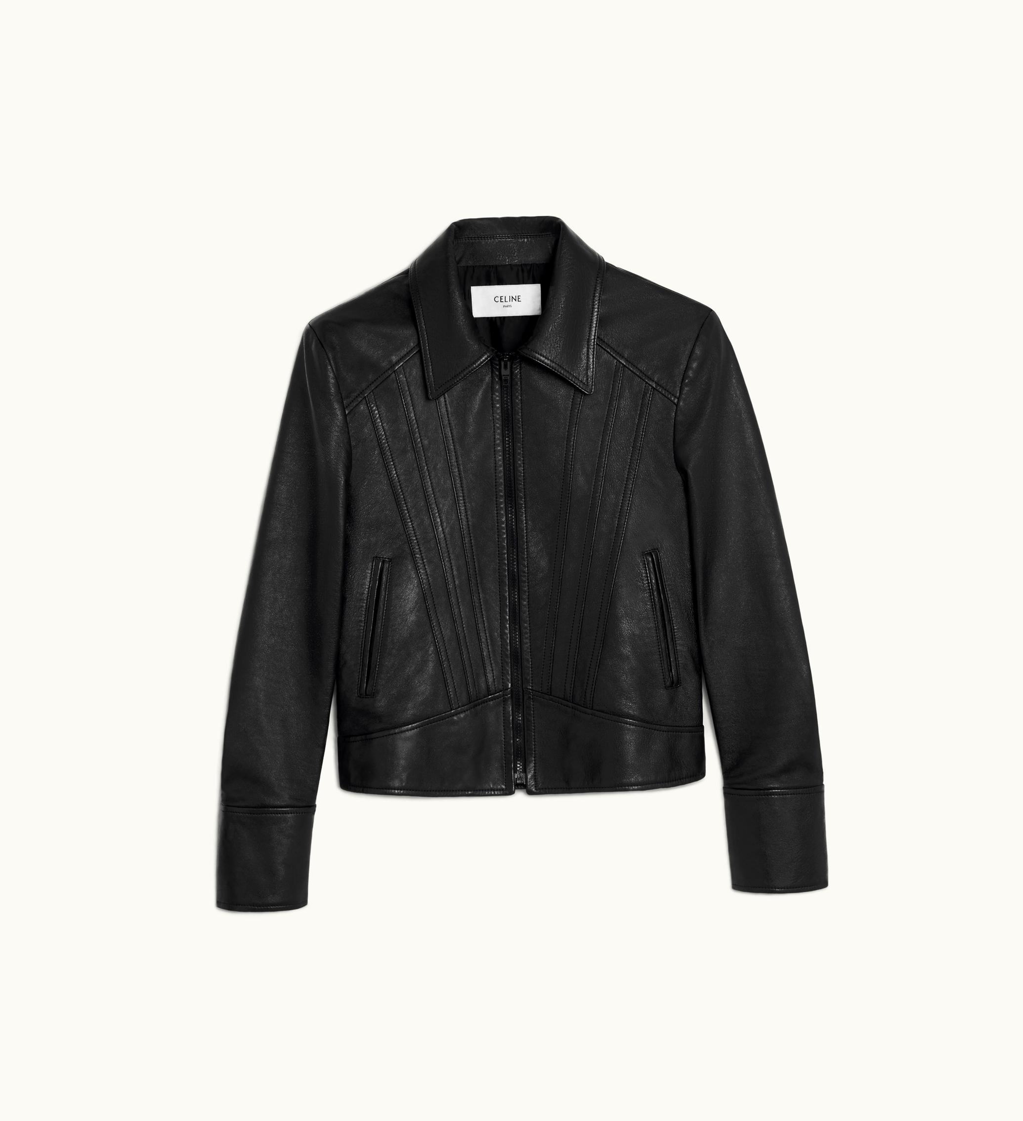 Celine Celine Straight Blouson Jacket In Soft Lambskin - Black Black