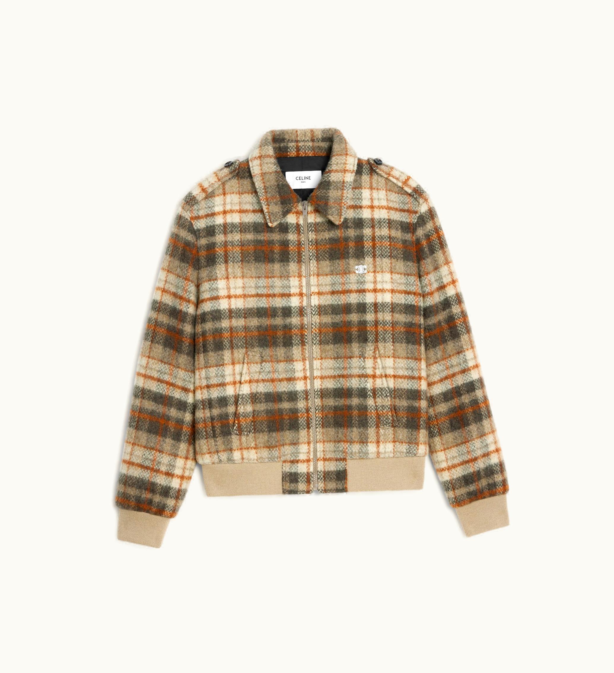 Celine Celine Loose Teddy Jacket In Brushed Checked Tweed - Vanille / Brun / Rouille