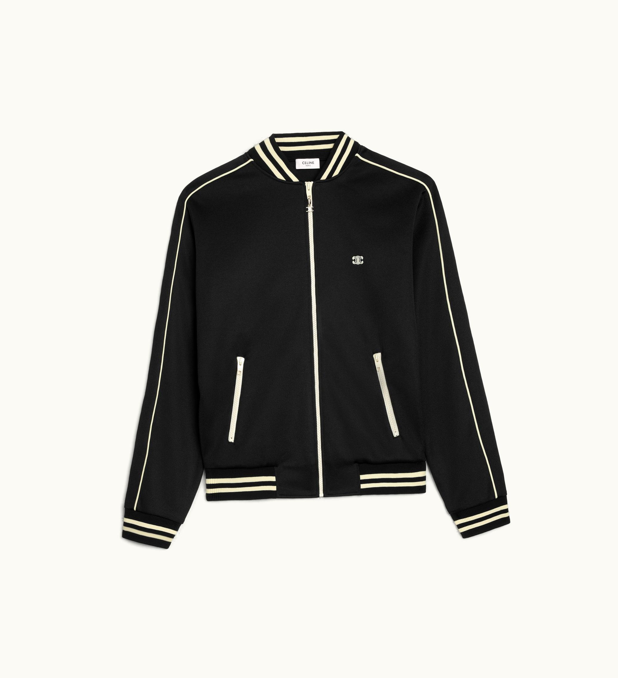 Celine Celine Triomphe Teddy Jacket In Double Face Jersey - Black / White