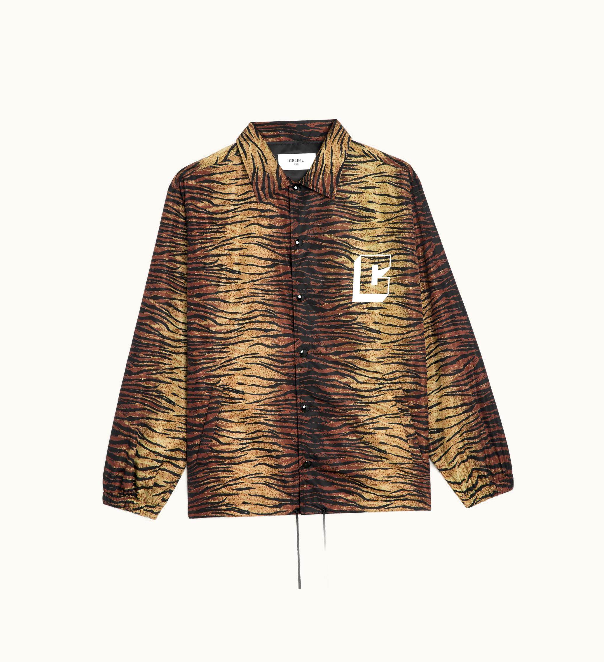 Celine Celine Coach Jacket In Nylon - Beige / Caramel / Noir