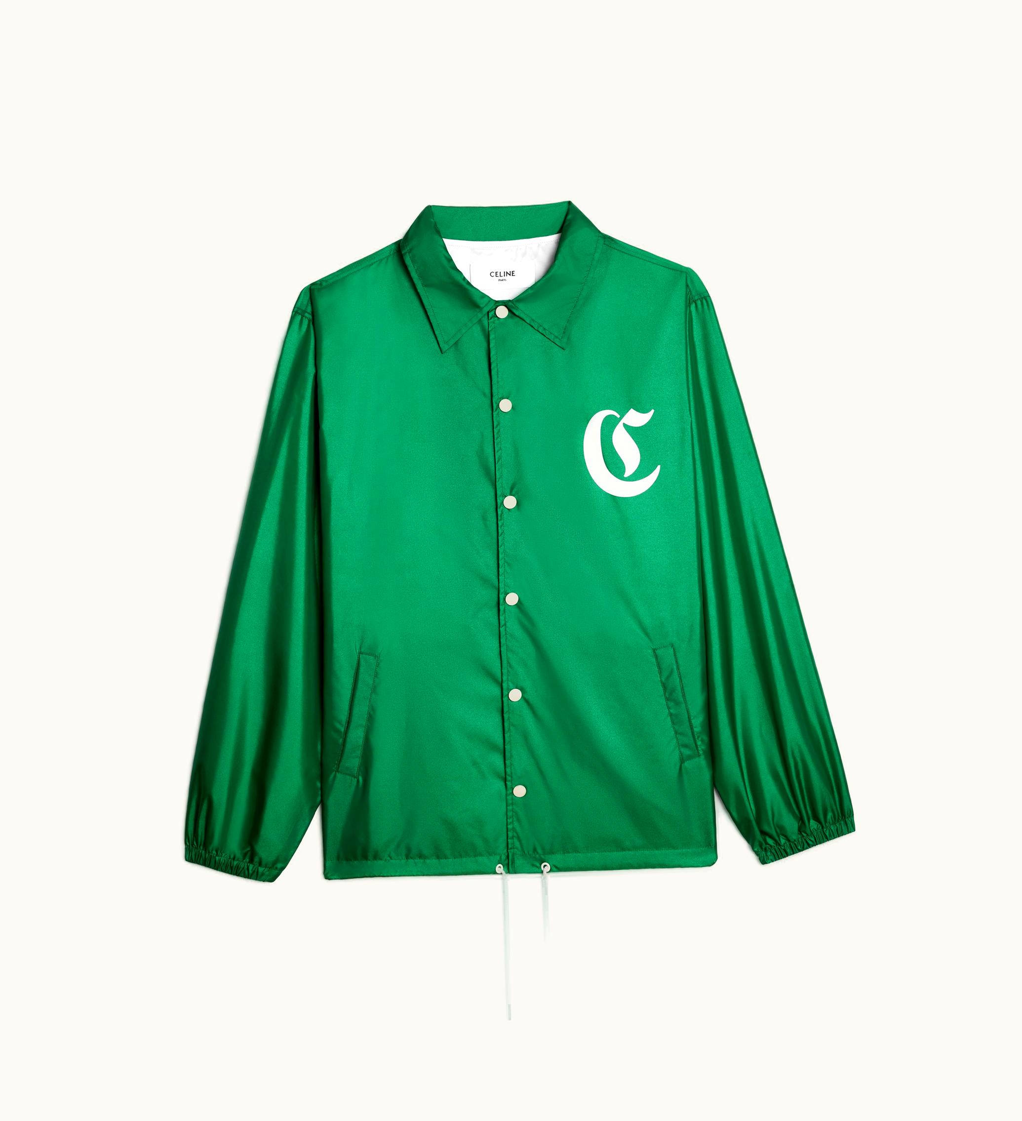 Celine Celine Long Coach Jacket In Lightweight Nylon - Green