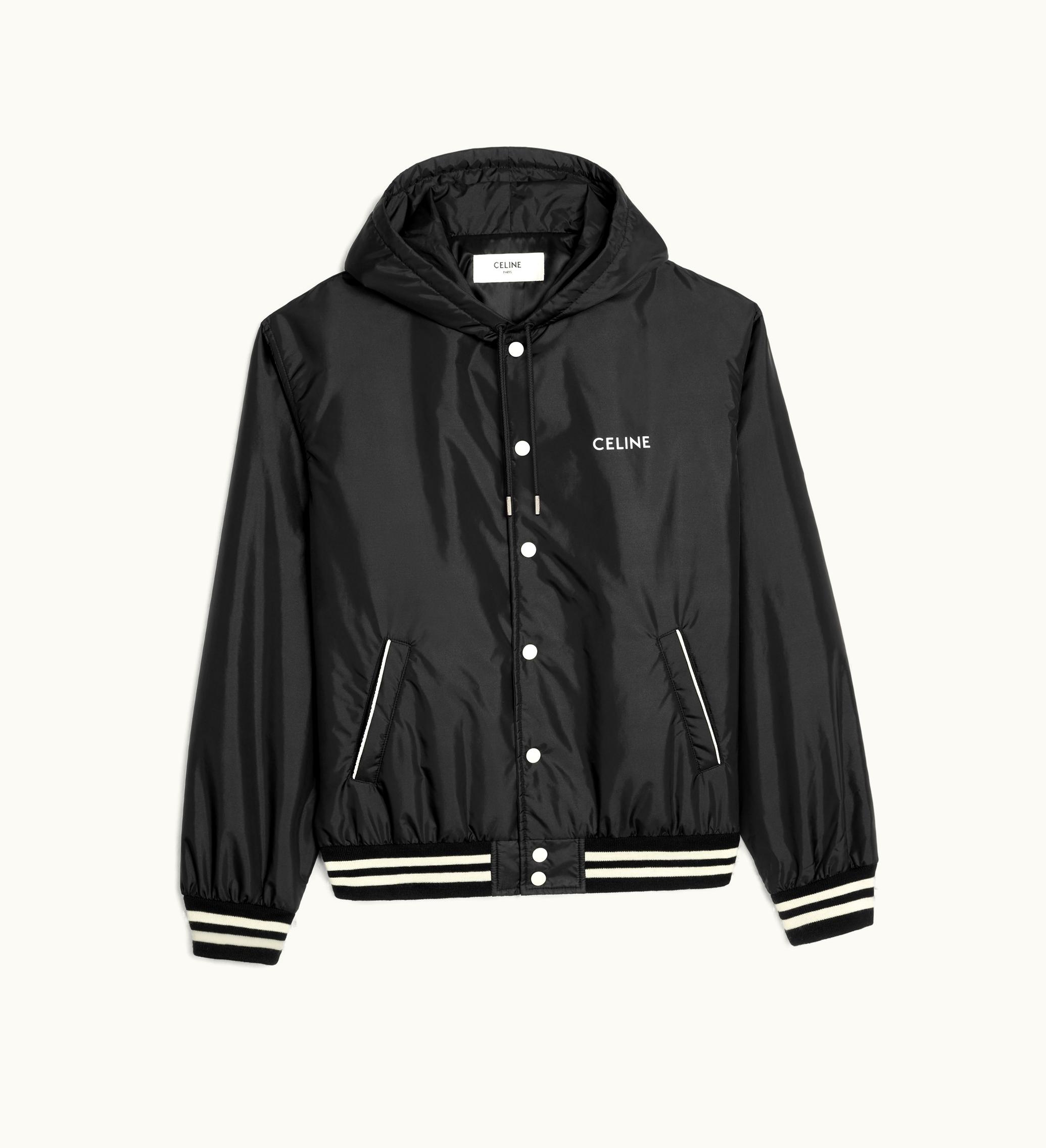 Celine Celine Hooded Teddy Jacket In Light Nylon - Black