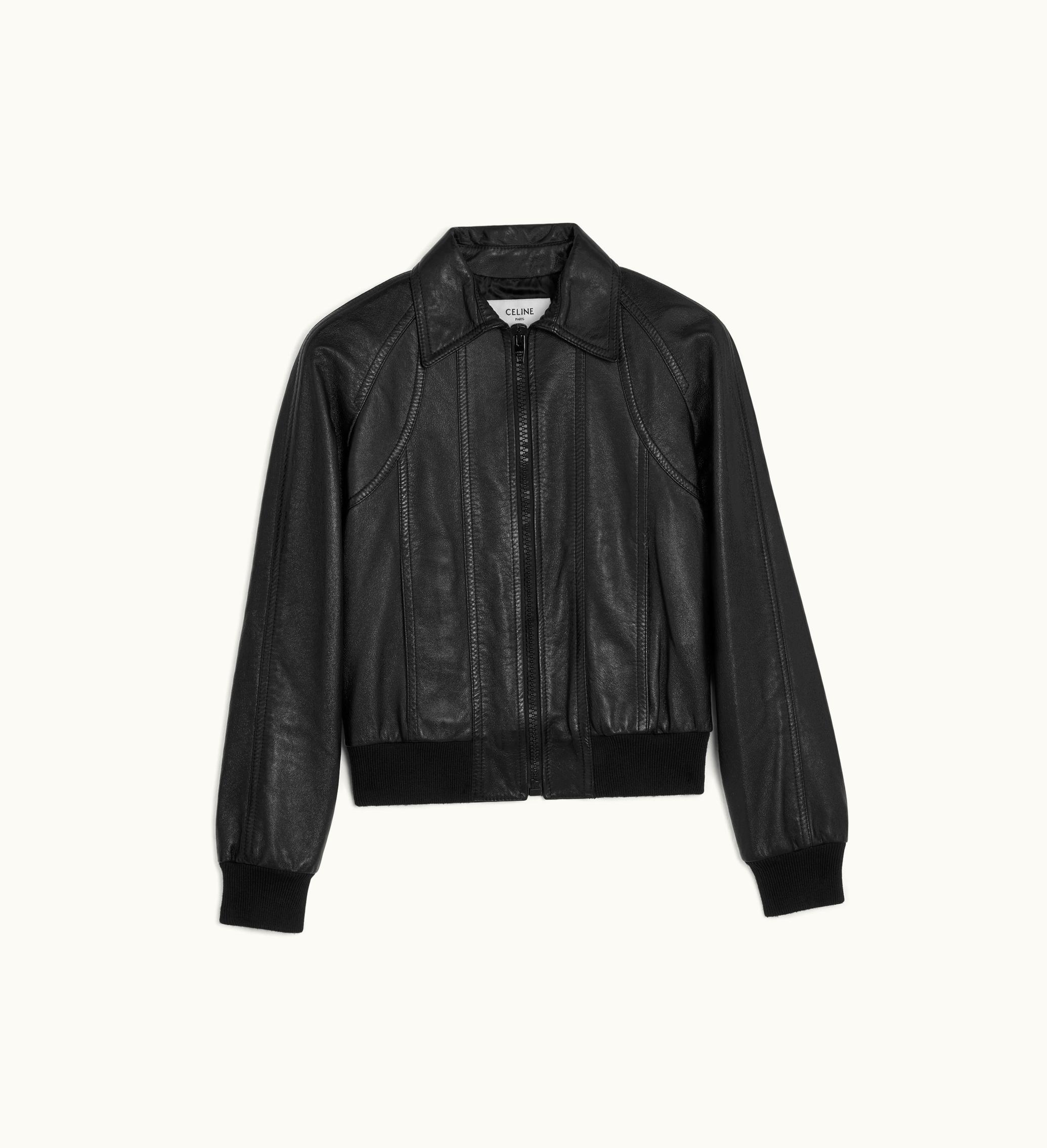 Celine Celine Blouson Jacket With Cutouts In Soft Lambskin - Black