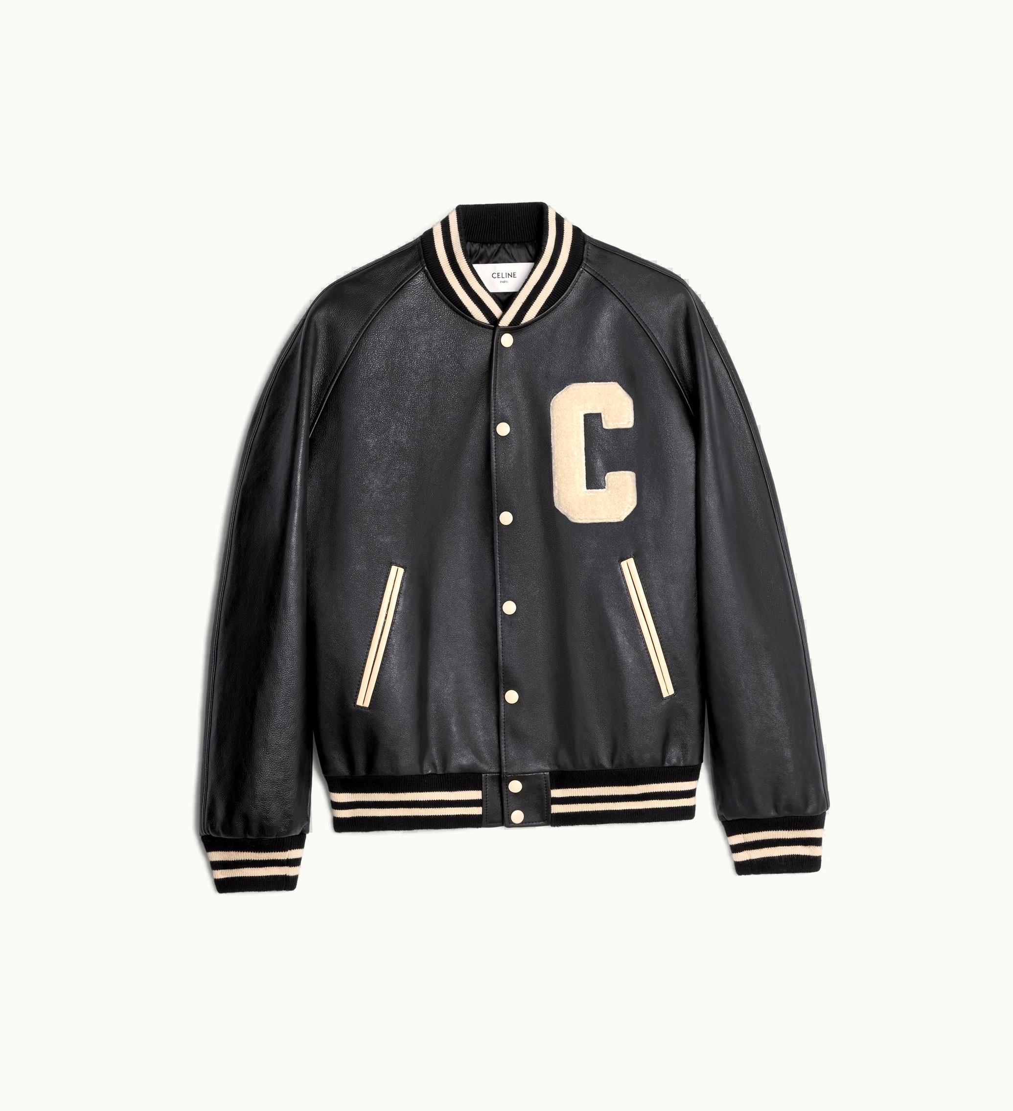 Celine Celine Oversized Teddy Jacket In Calfskin - Black / Ivory