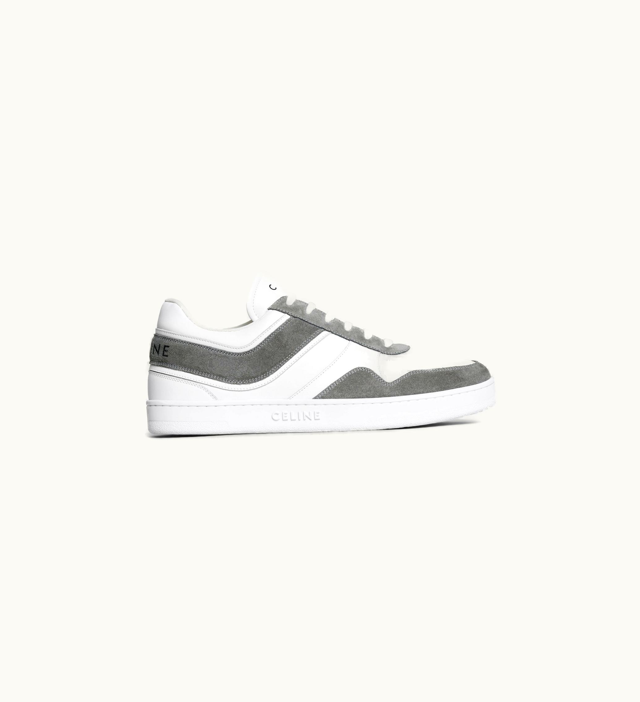 Celine Celine Trainer Low LACE-UP Sneaker In Suede Calfskin And Calfskin - Grey / Optic White