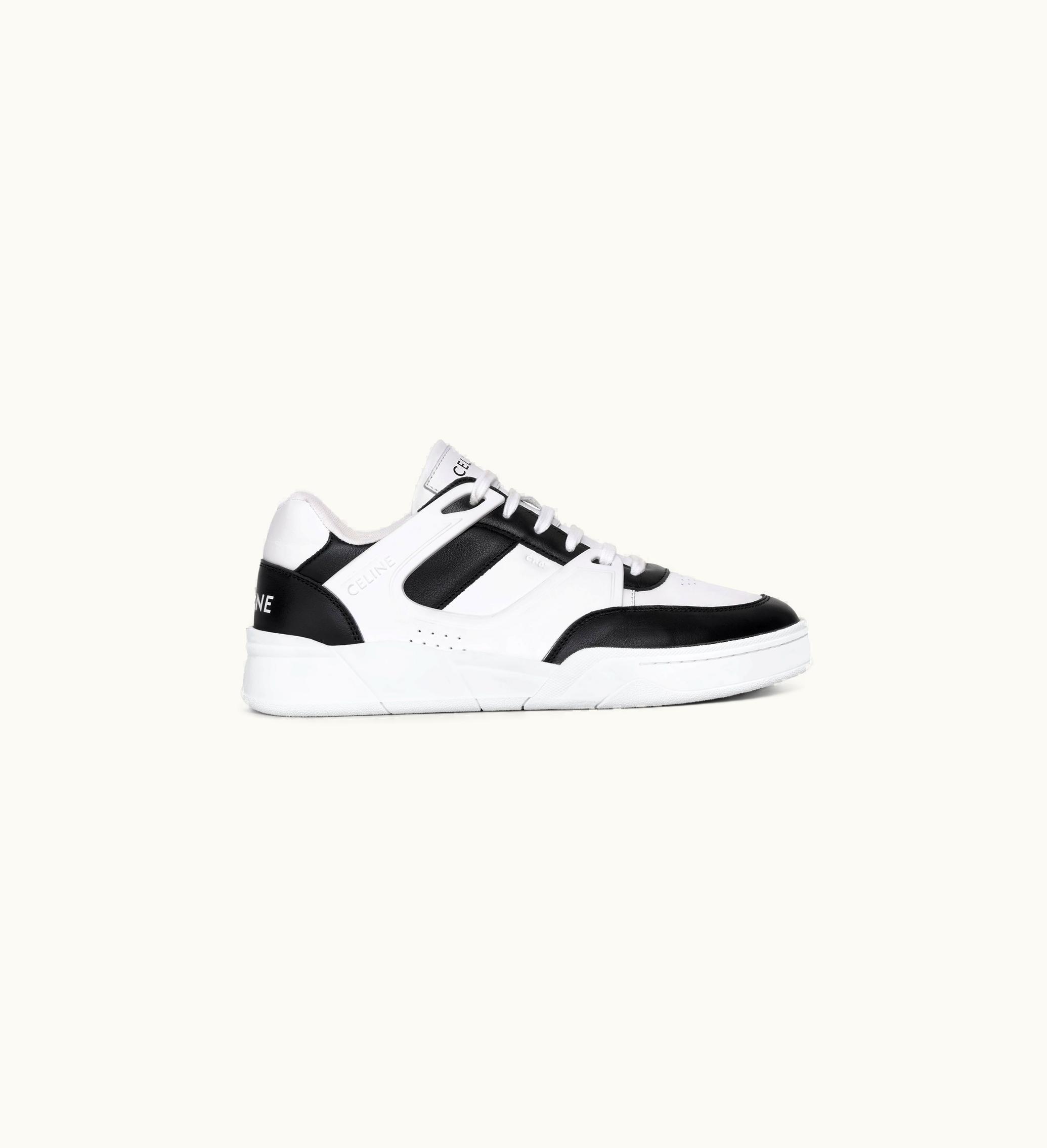 Celine Celine Trainer CR-07 Low LACE-UP Sneaker In Calfskin - Optic White / Black