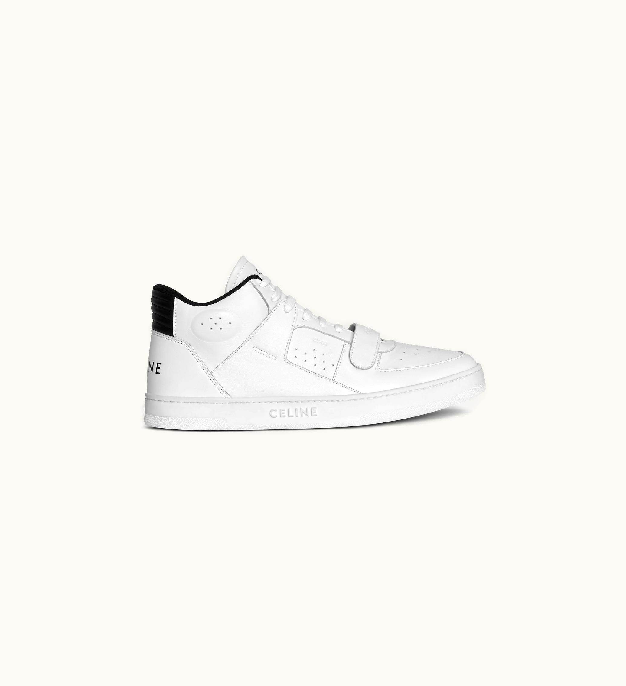 Celine Celine CT-02 Mid Sneaker With Velcro In Calfskin - Optic White / Black