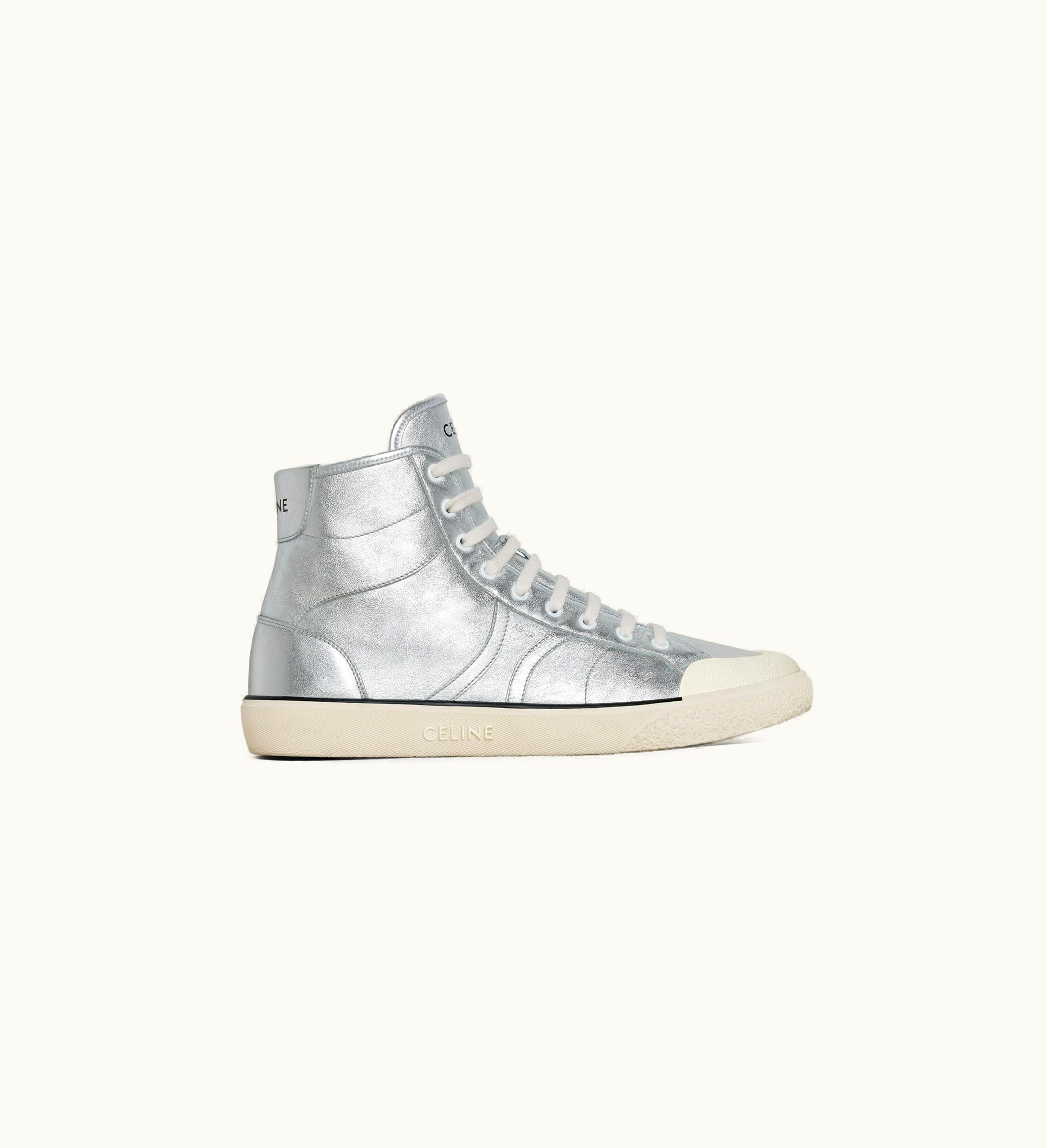 Celine AS-02 Mid Low LACE-UP Celine Alan Sneaker In Metalized Calfskin - Silver