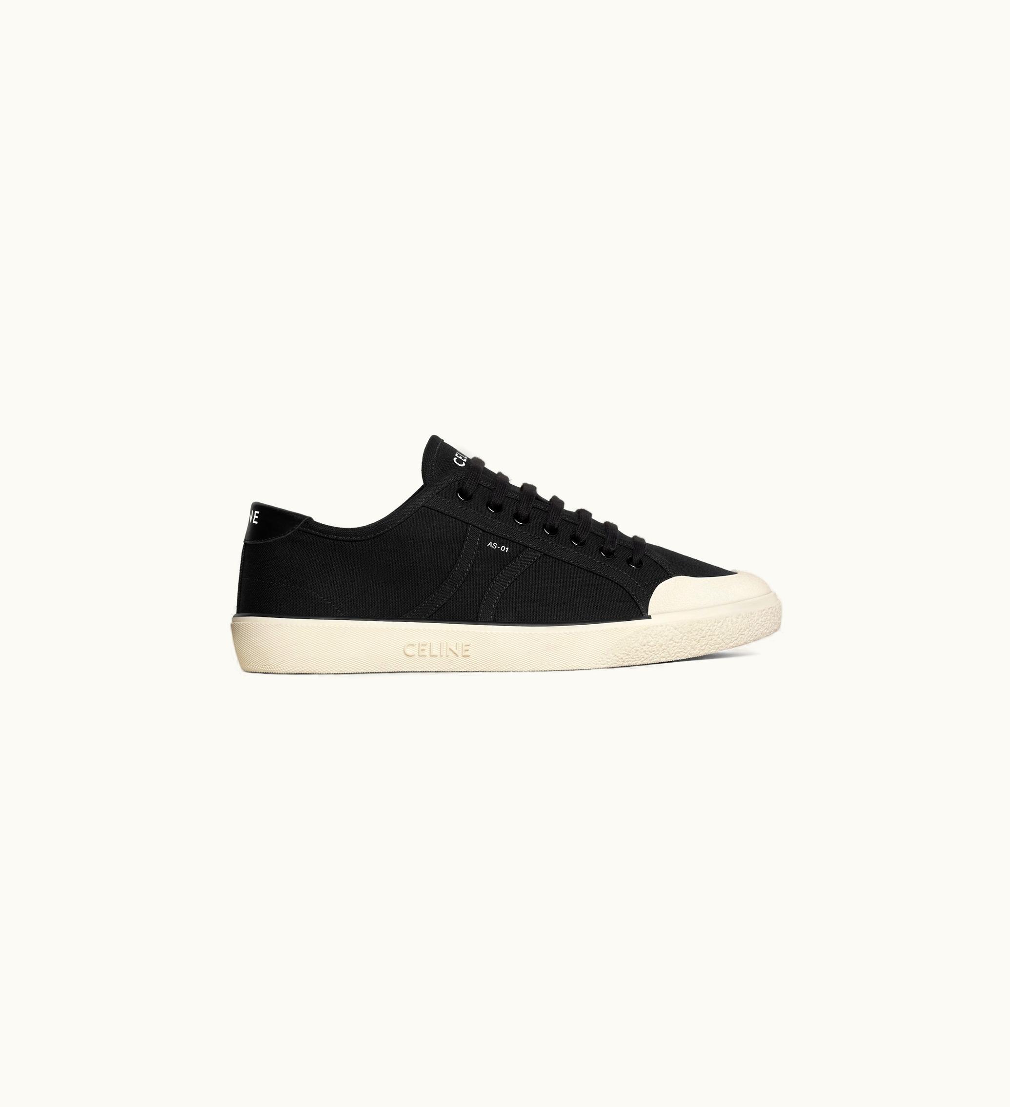 Celine Celine Alan AS-01 Low LACE-UP Sneaker In Canvas And Calfskin - Black